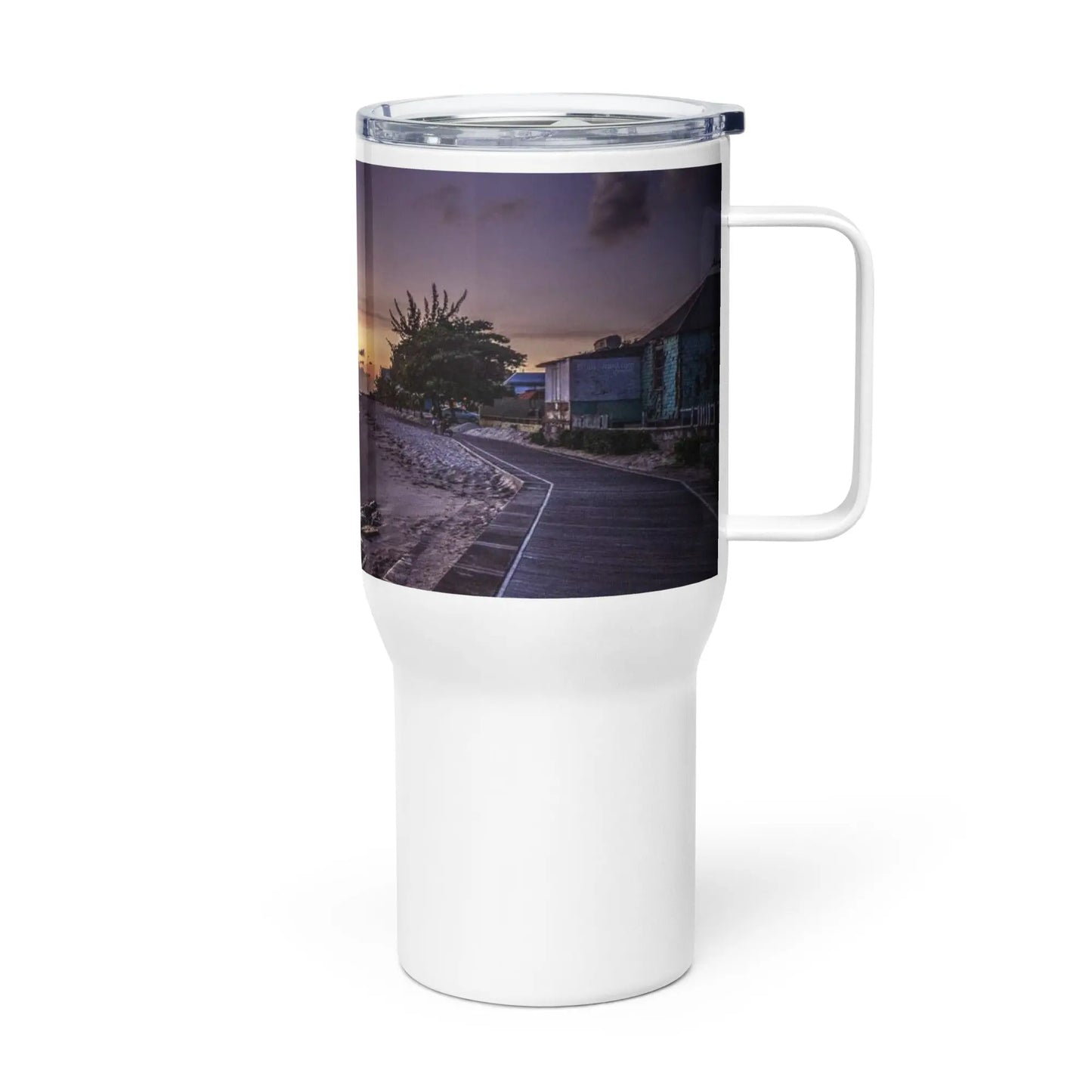 Barbados Souvenir - Hastings Boardwalk Sunset Travel Mug Unique Drinkware Dreams