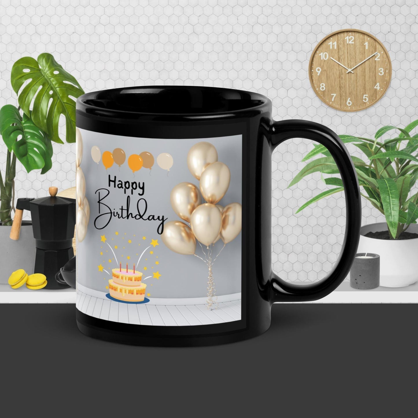 Birthday Celebrations Black Glossy Mug