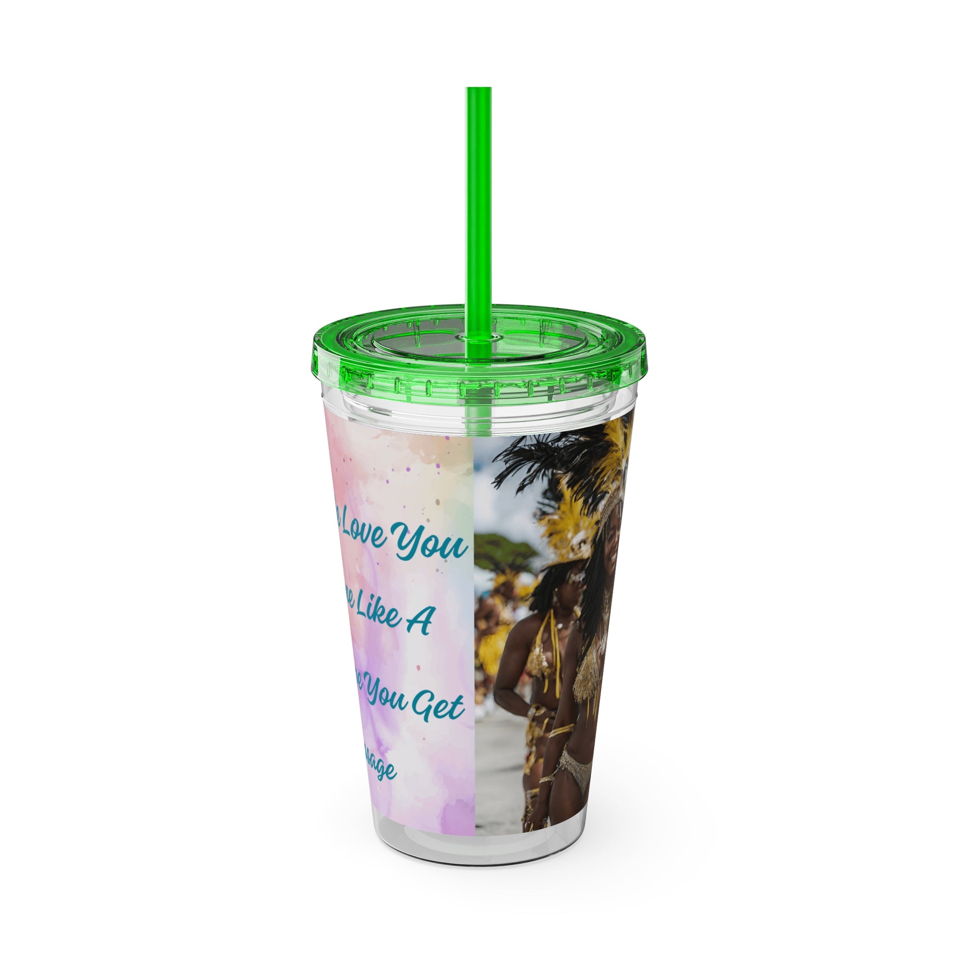 Barbados - Crop Over 'Crop Over, We Love You ... You Come Like A Blessing, Hope You Get The Message' Sunsplash Tumbler with Straw Unique Drinkware Dreams