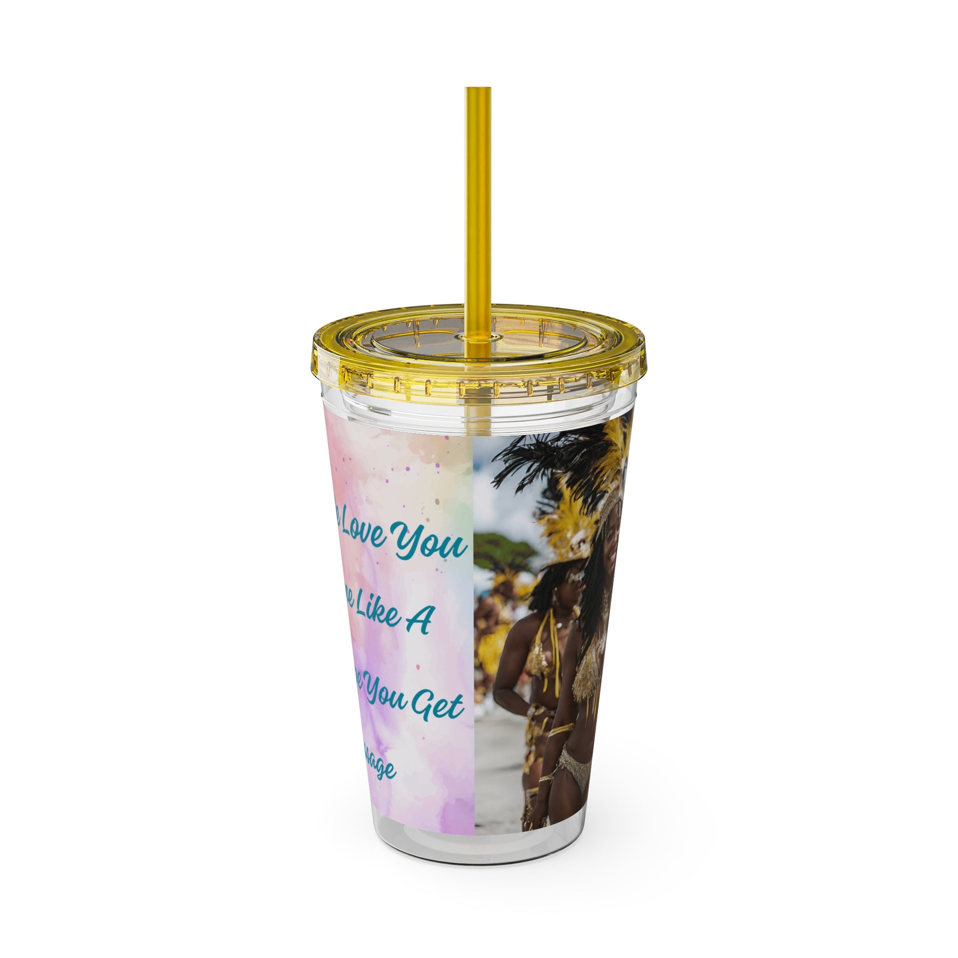 Barbados - Crop Over 'Crop Over, We Love You ... You Come Like A Blessing, Hope You Get The Message' Sunsplash Tumbler with Straw Unique Drinkware Dreams