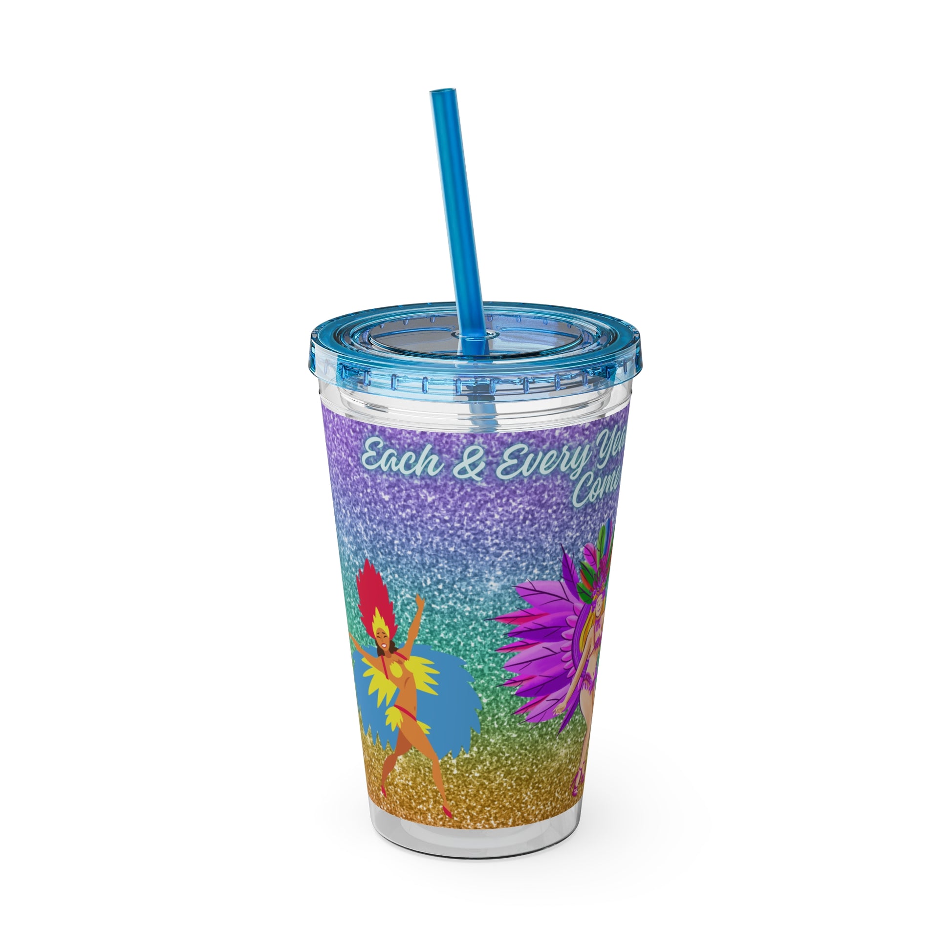 Barbados - Crop Over 'Each & Every Year I Can't Wait Till You Come Around' Sunsplash Tumbler with Straw Unique Drinkware Dreams