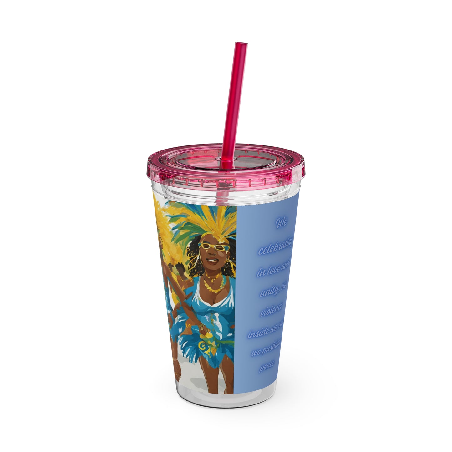 Barbados - Crop Over 'No Violence' Sunsplash Tumbler with Straw Unique Drinkware Dreams