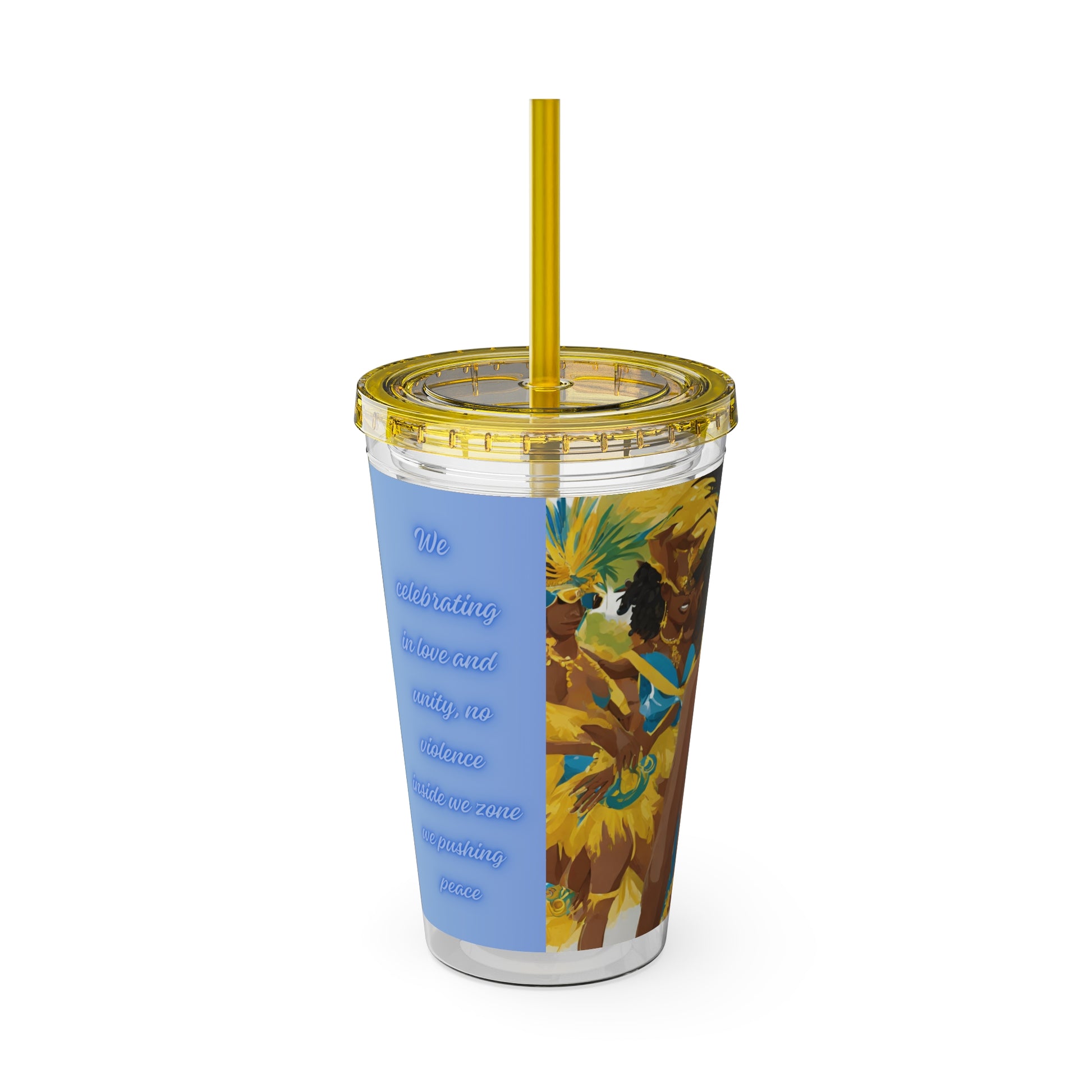 Barbados - Crop Over 'No Violence' Sunsplash Tumbler with Straw Unique Drinkware Dreams