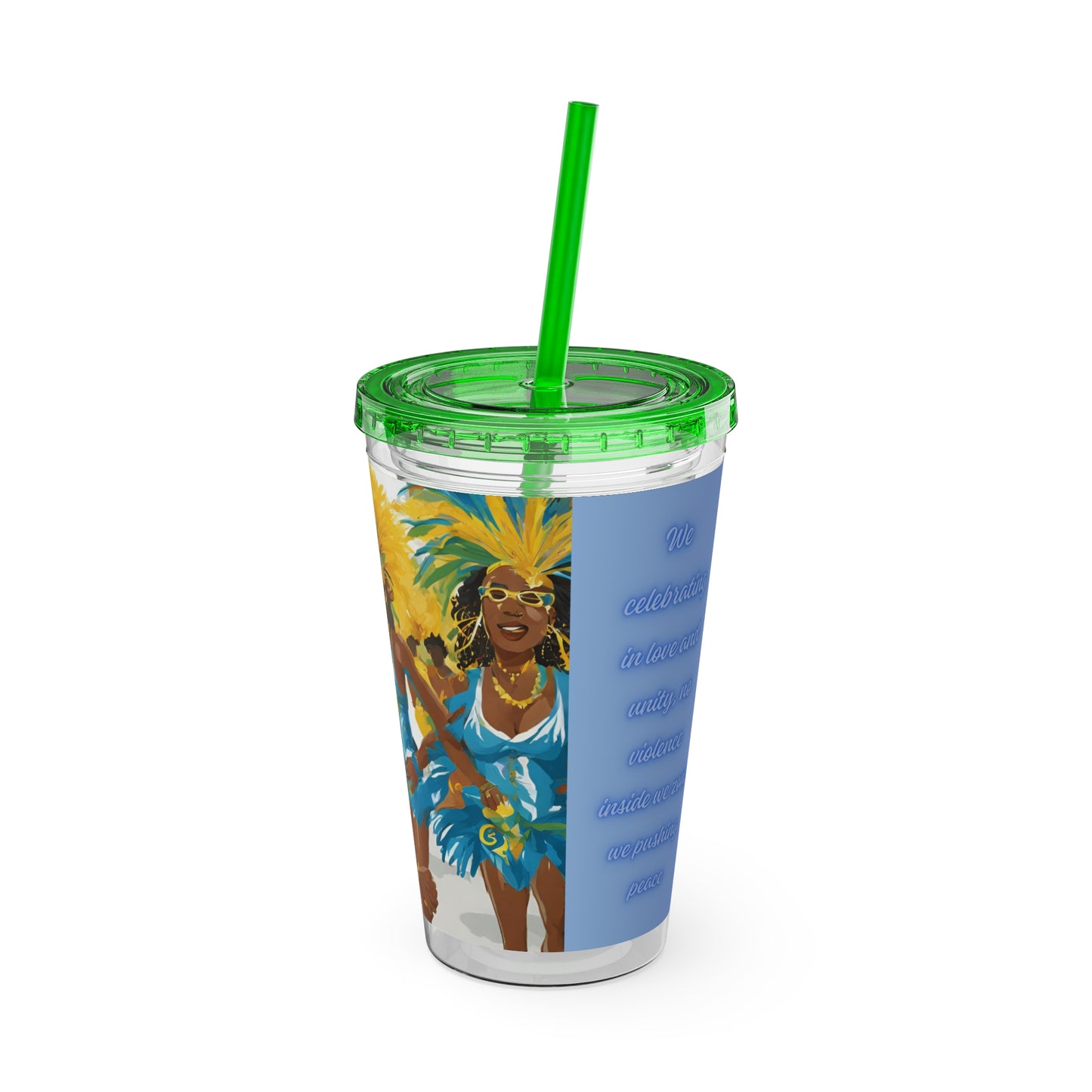 Barbados - Crop Over 'No Violence' Sunsplash Tumbler with Straw Unique Drinkware Dreams