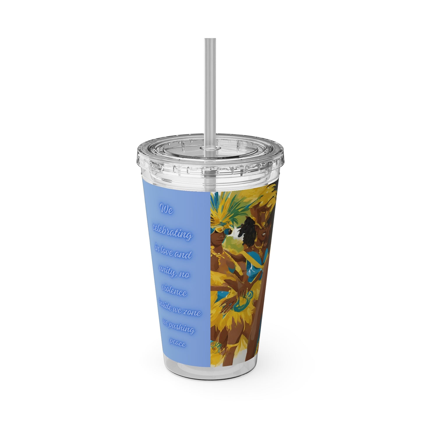 Barbados - Crop Over 'No Violence' Sunsplash Tumbler with Straw Unique Drinkware Dreams