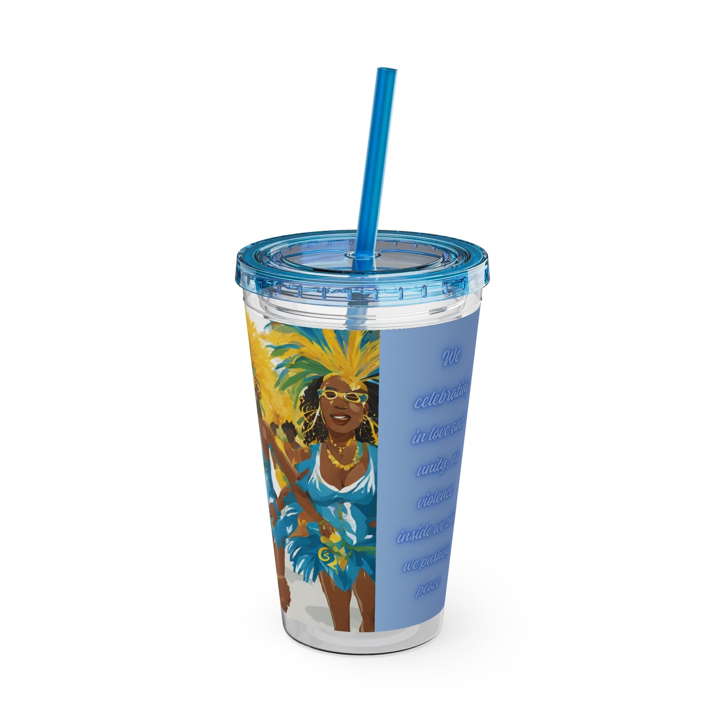 Barbados - Crop Over 'No Violence' Sunsplash Tumbler with Straw Unique Drinkware Dreams