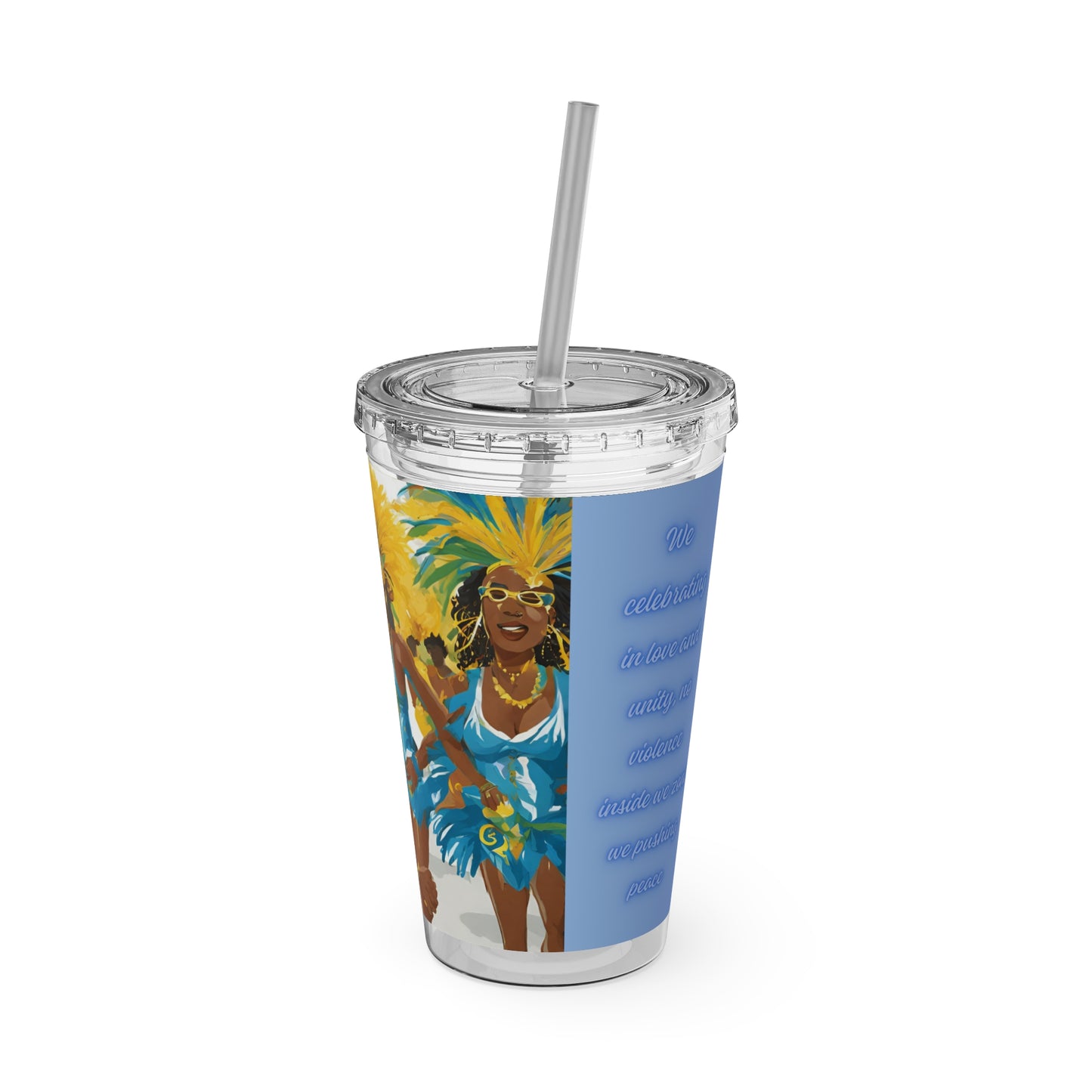 Barbados - Crop Over 'No Violence' Sunsplash Tumbler with Straw Unique Drinkware Dreams