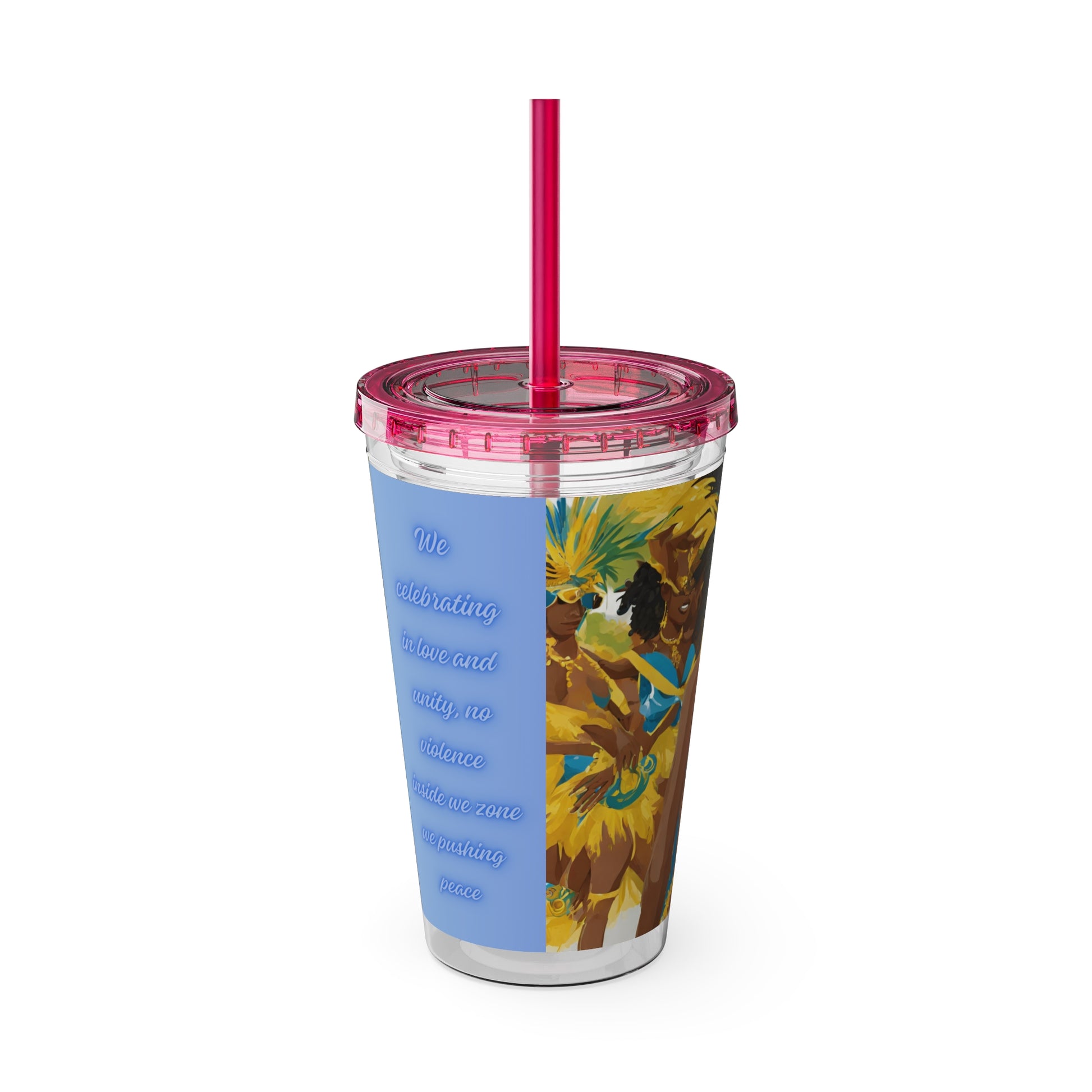 Barbados - Crop Over 'No Violence' Sunsplash Tumbler with Straw Unique Drinkware Dreams