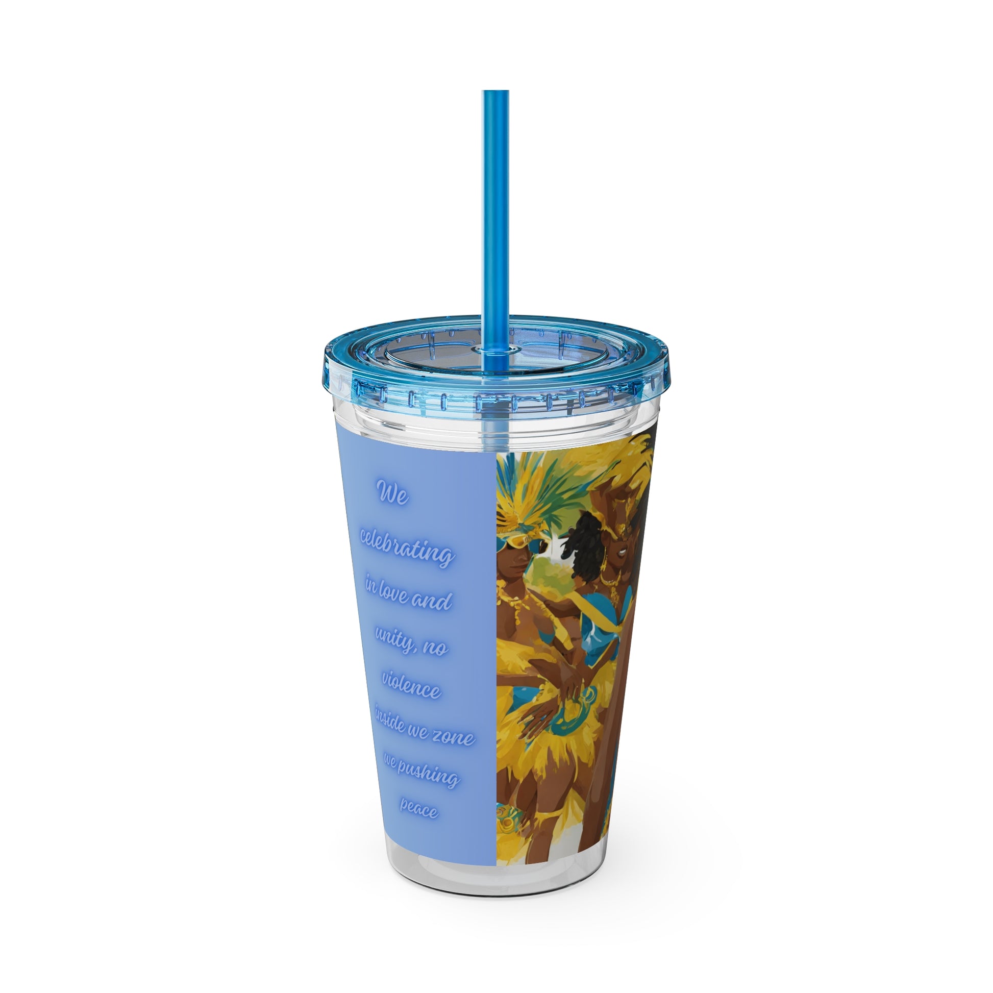 Barbados - Crop Over 'No Violence' Sunsplash Tumbler with Straw Unique Drinkware Dreams