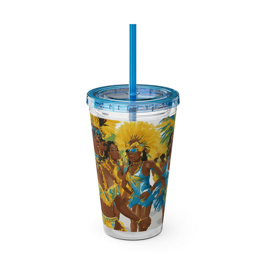 Barbados - Crop Over 'No Violence' Sunsplash Tumbler with Straw Unique Drinkware Dreams