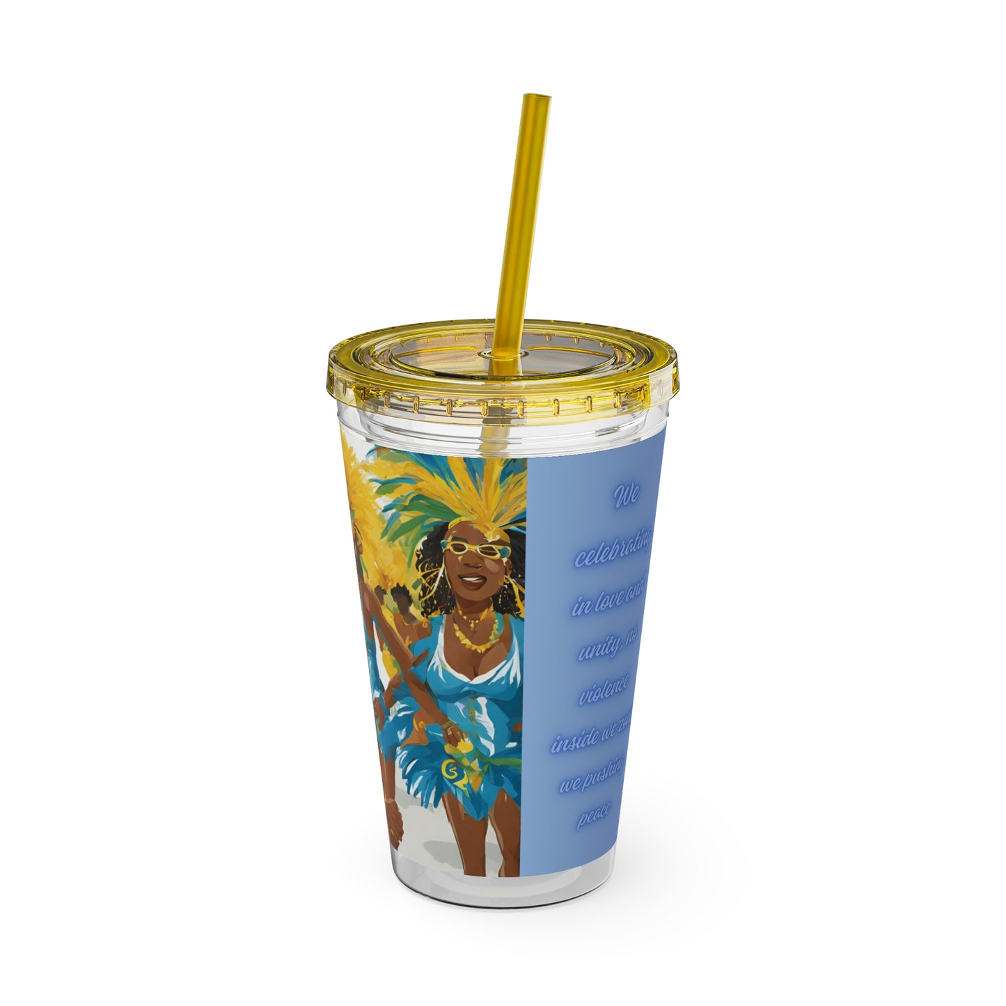 Barbados - Crop Over 'No Violence' Sunsplash Tumbler with Straw Unique Drinkware Dreams