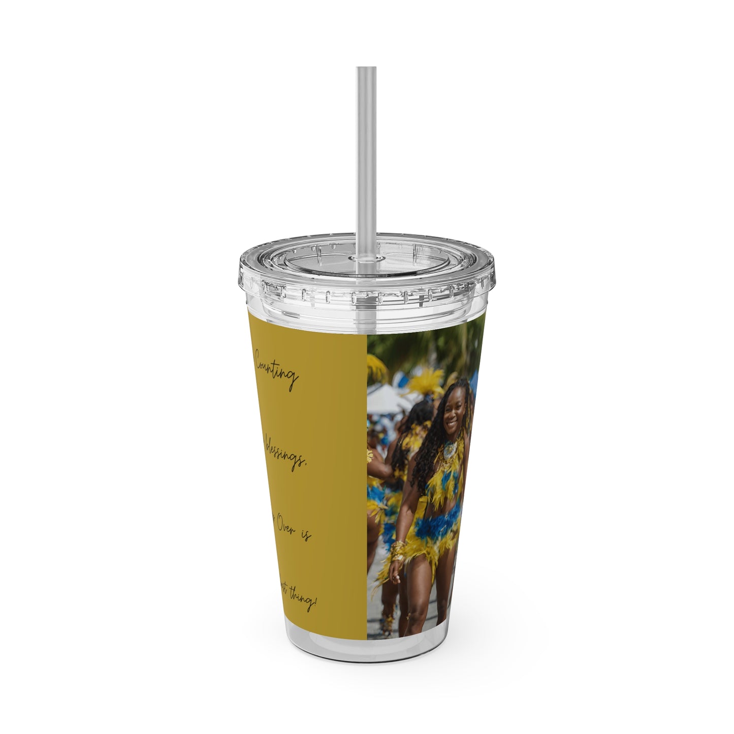 Barbados - Crop Over ' We Counting We Blessings, Crop Over Is De Best Thing' Sunsplash Tumbler with Straw Unique Drinkware Dreams