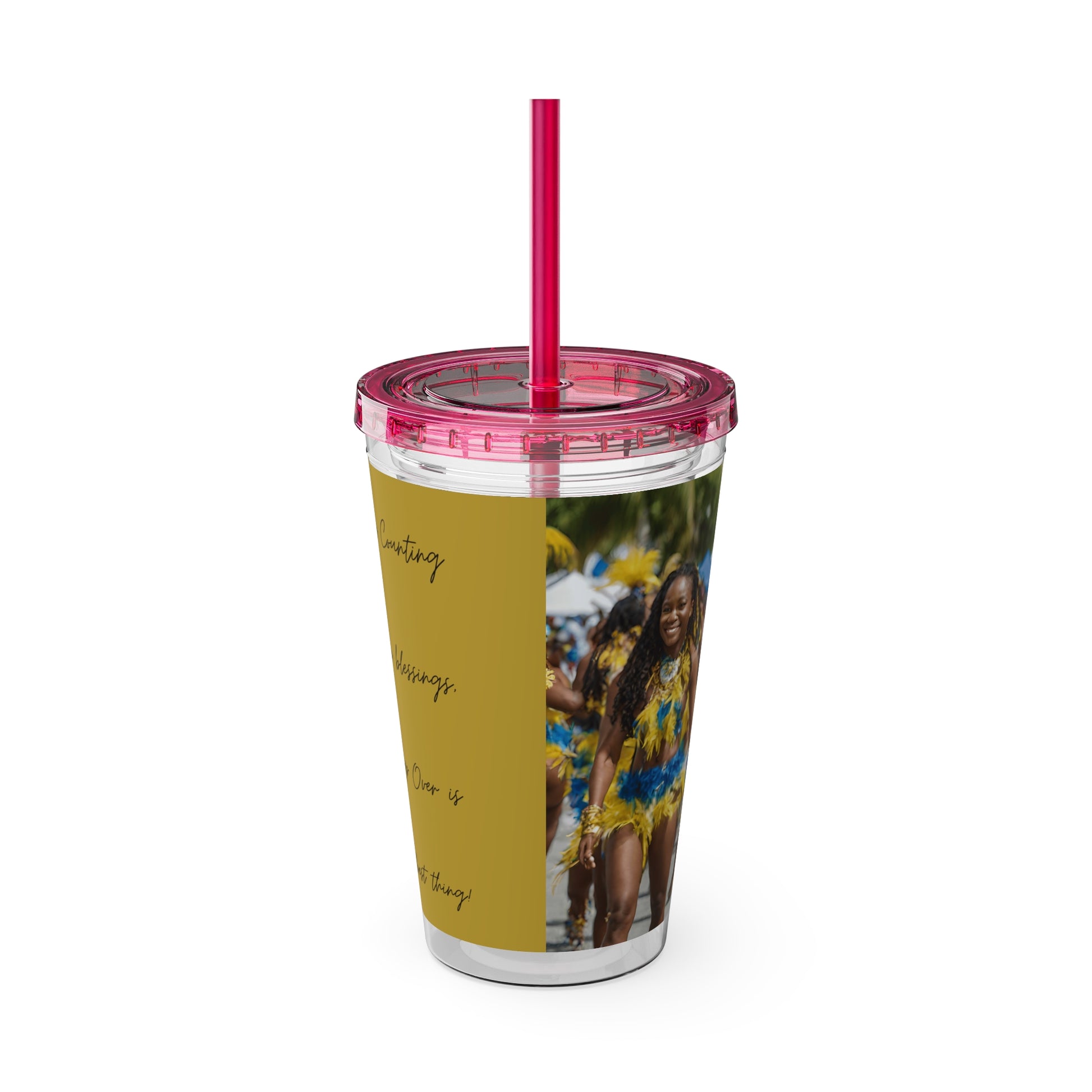 Barbados - Crop Over ' We Counting We Blessings, Crop Over Is De Best Thing' Sunsplash Tumbler with Straw Unique Drinkware Dreams