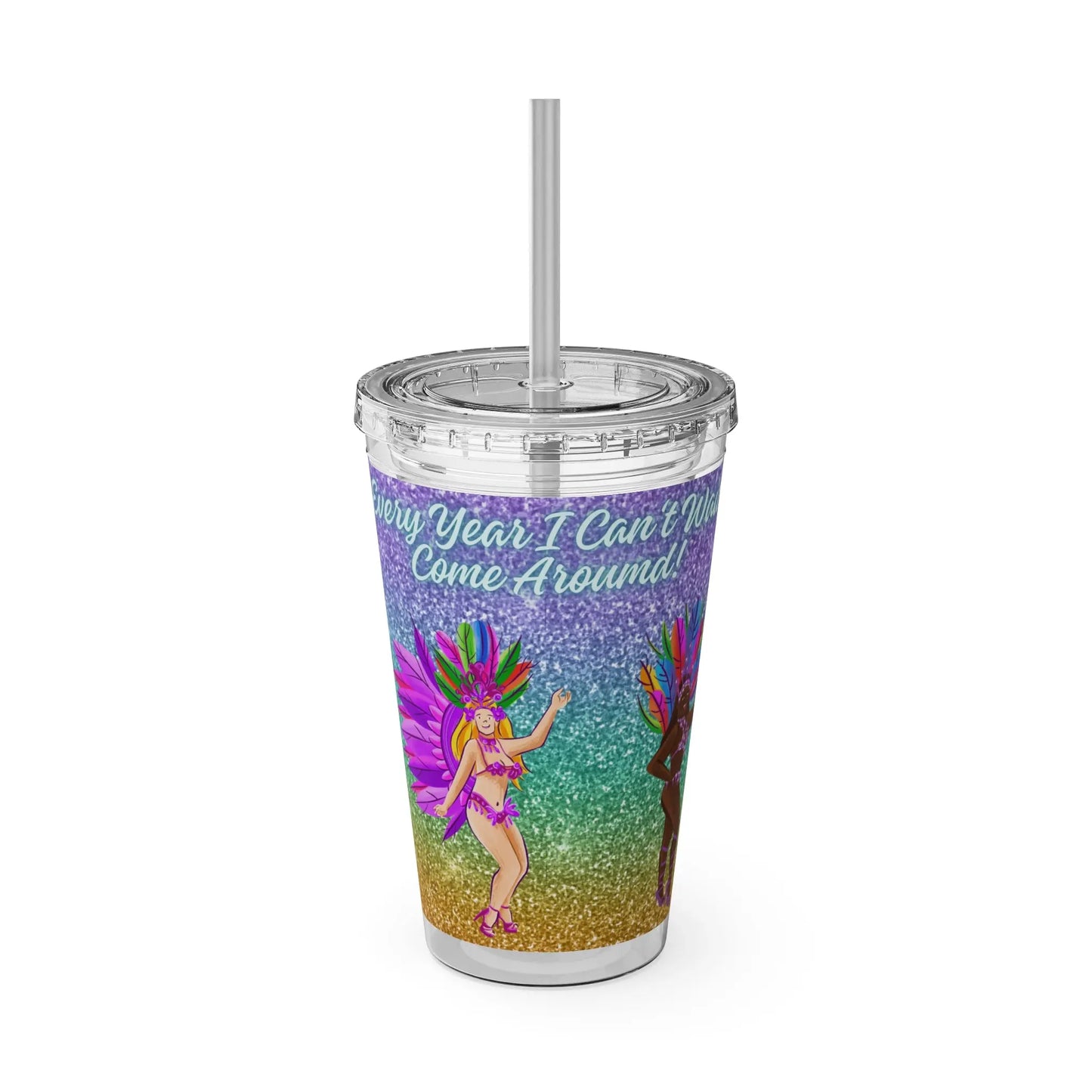 Barbados Souvenir - Crop Over 'Each & Every Year I Can't Wait Till You Come Around' Sunsplash Tumbler with Straw Unique Drinkware Dreams
