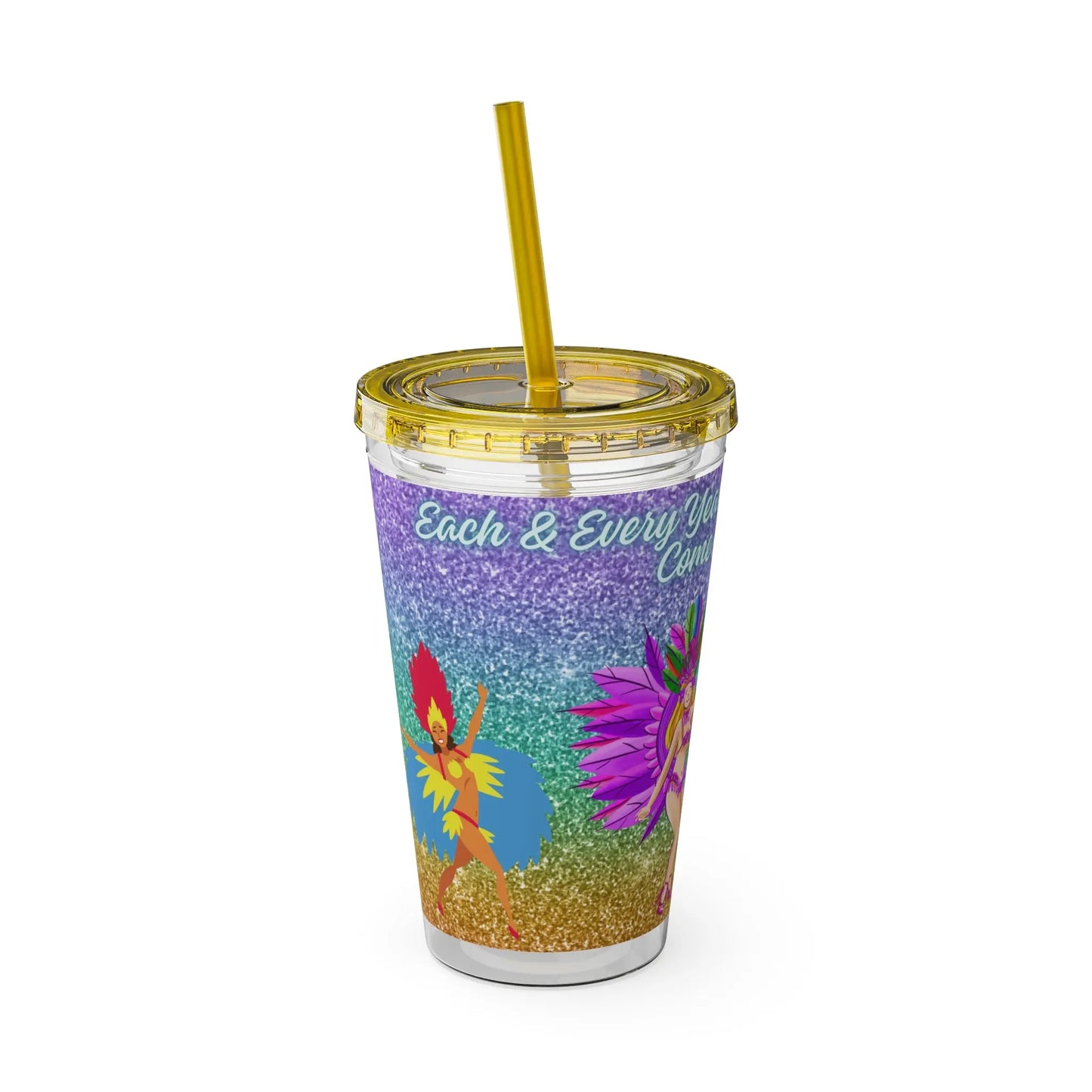 Barbados Souvenir - Crop Over 'Each & Every Year I Can't Wait Till You Come Around' Sunsplash Tumbler with Straw Unique Drinkware Dreams