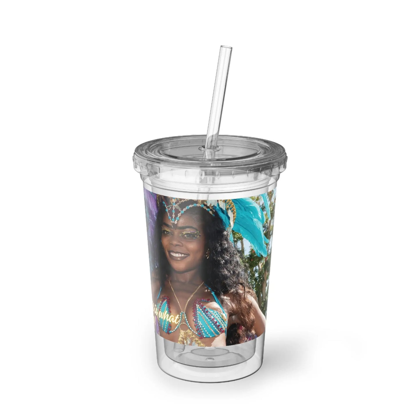 Barbados Souvenir - Crop Over 'It Is What We Love' Suave Acrylic Cup Unique Drinkware Dreams