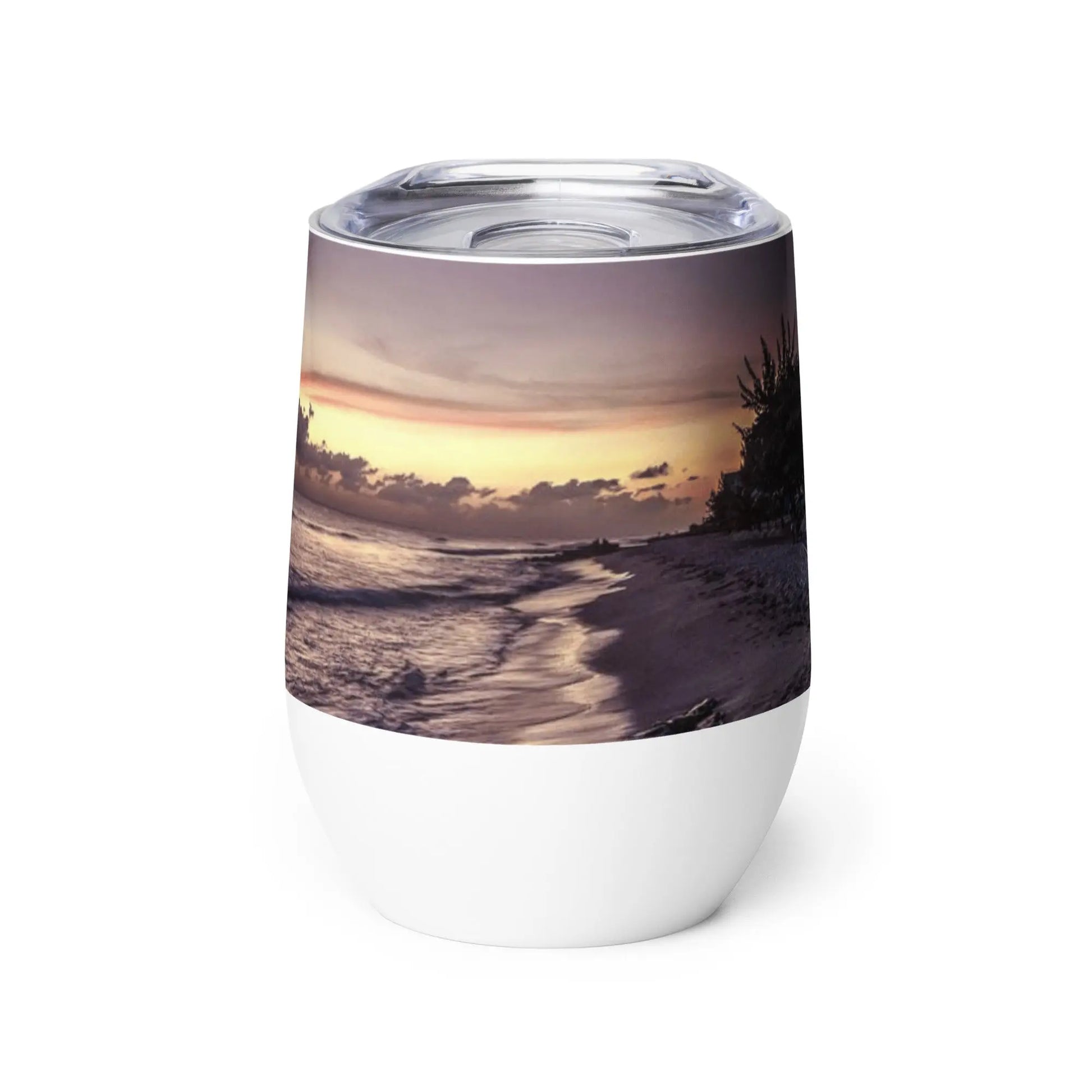 Barbados Souvenir - Hastings Boardwalk at Sunset Wine tumbler Unique Drinkware Dreams