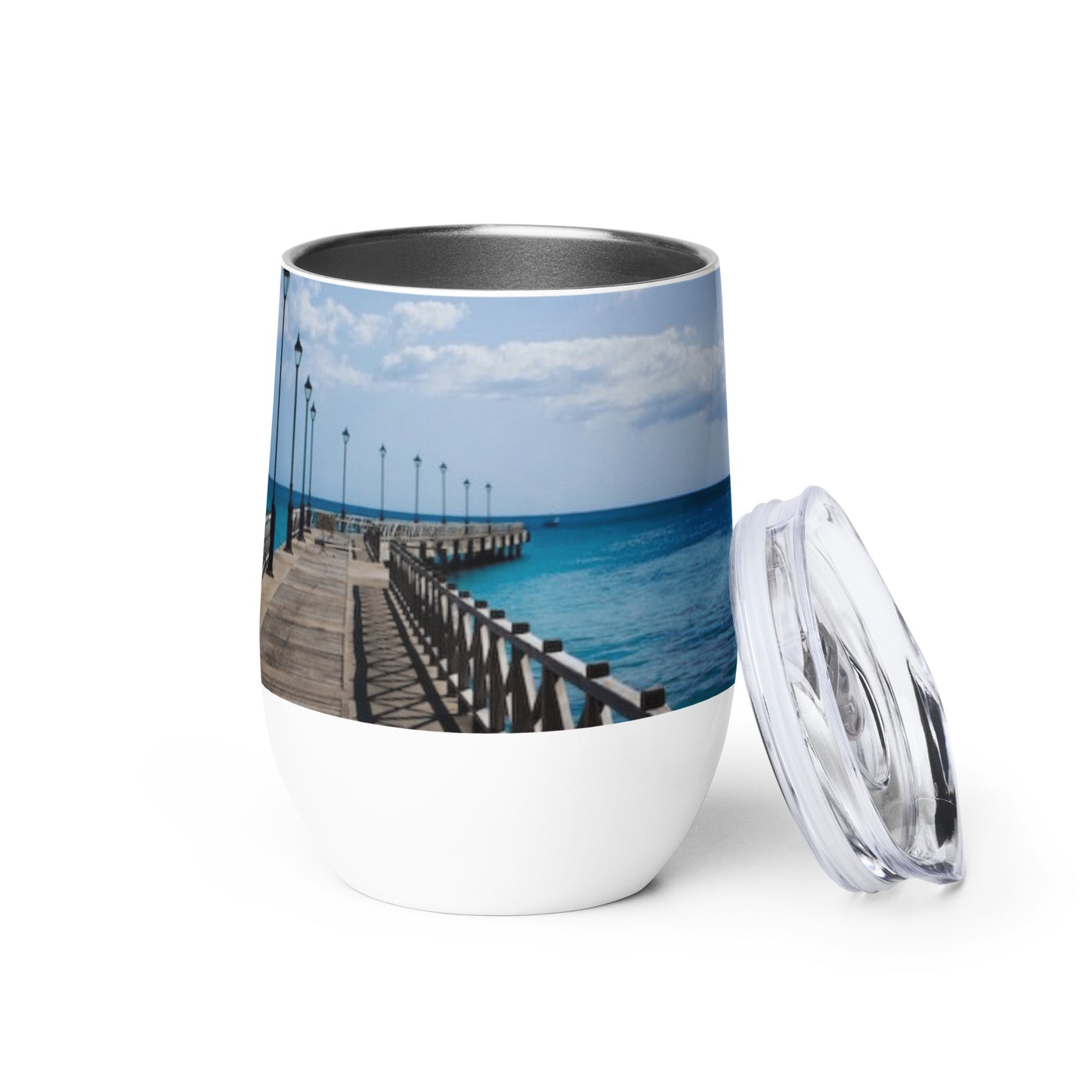 Barbados - Speightstown Pier Wine tumbler Unique Drinkware Dreams