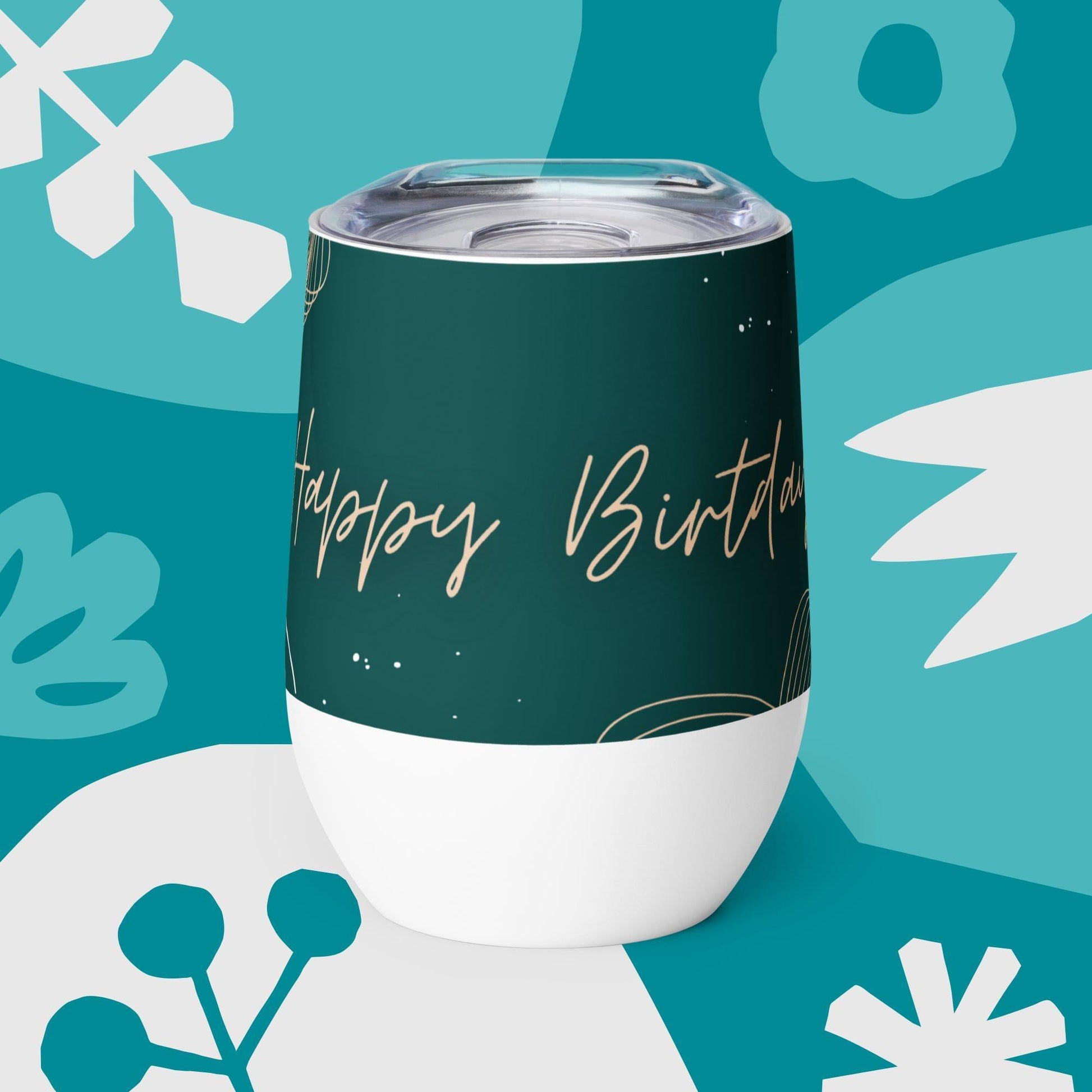 Birthday Green Banner Wine tumbler