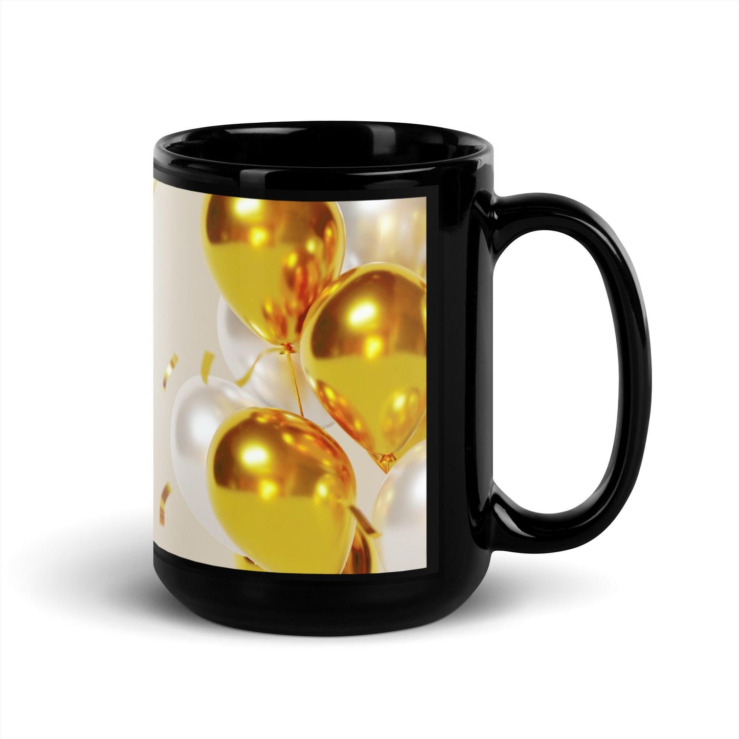 Birthday Greeting Black Glossy Mug Unique Drinkware Dreams