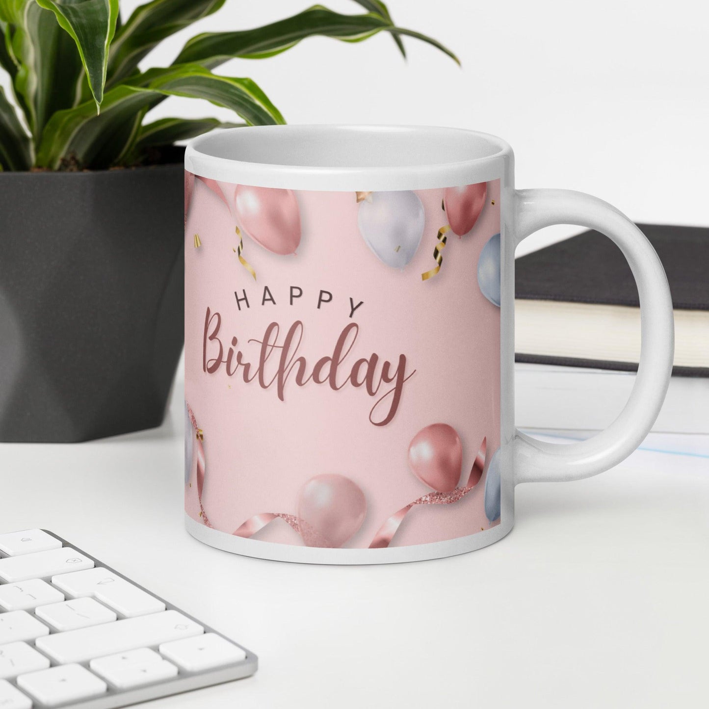 Birthday Pink Decor White glossy mug Unique Drinkware Dreams