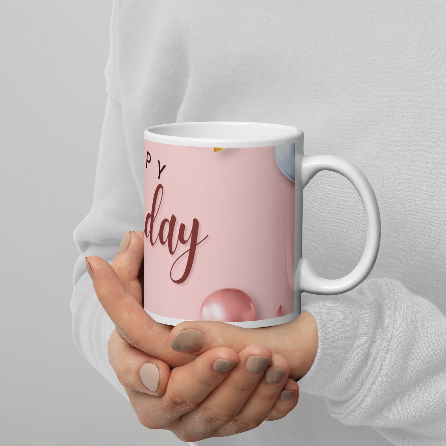 Birthday Pink Decor White glossy mug Unique Drinkware Dreams