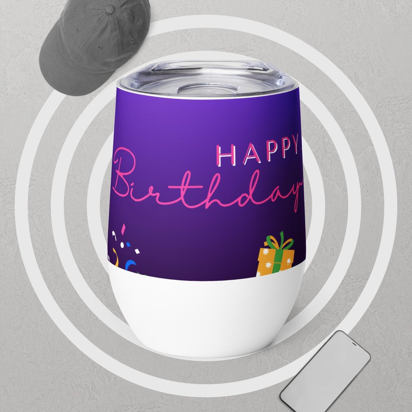 Birthday Purple Theme Wine tumbler Unique Drinkware Dreams