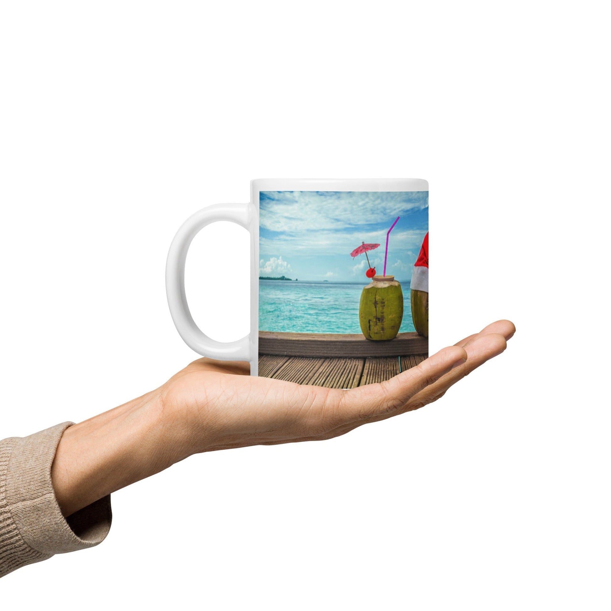 Caribbean Christmas Coconut Drink White glossy mug Unique Drinkware Dreams