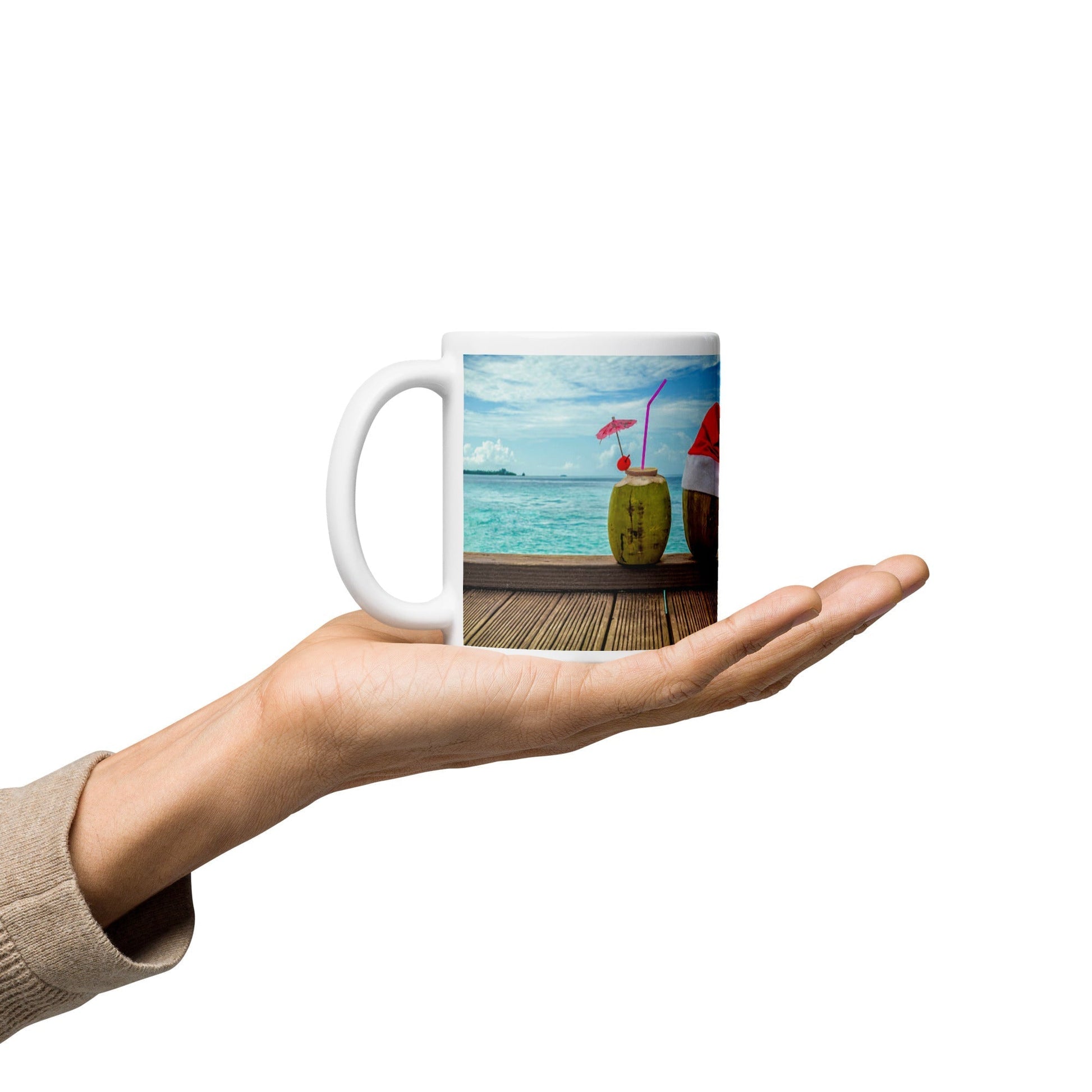 Caribbean Christmas Coconut Drink White glossy mug Unique Drinkware Dreams