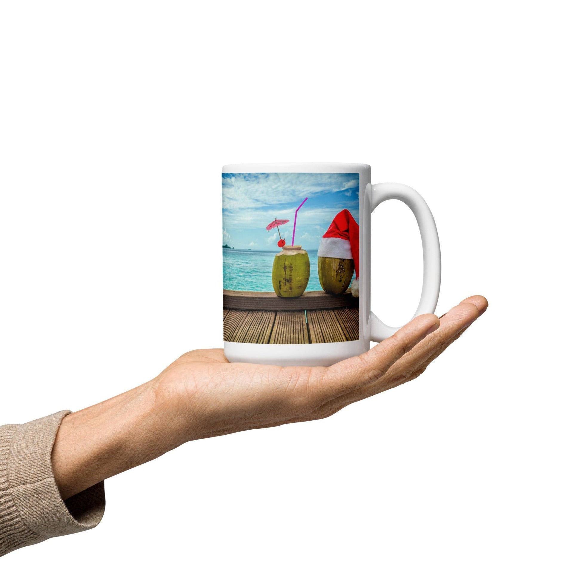 Caribbean Christmas Coconut Drink White glossy mug Unique Drinkware Dreams