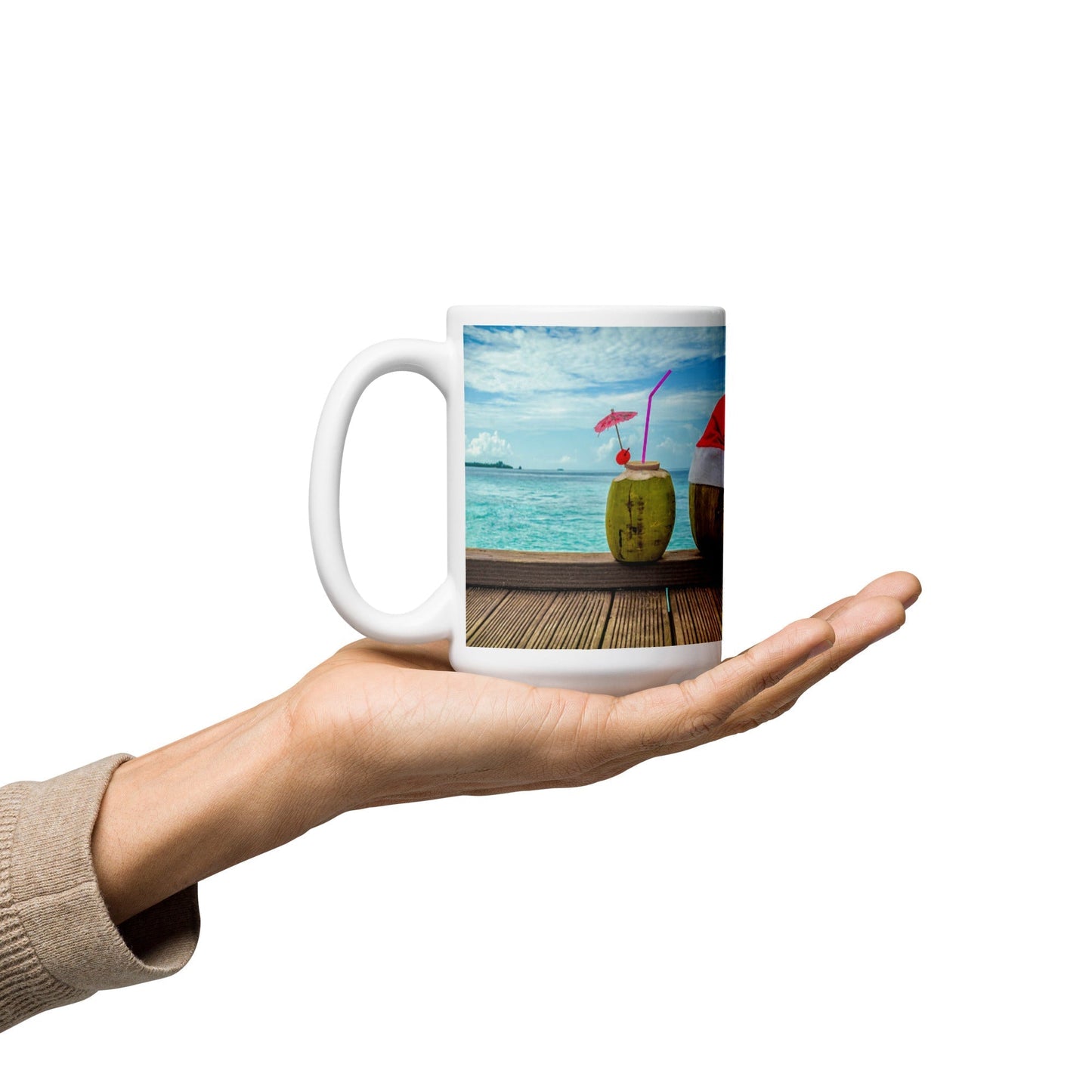 Caribbean Christmas Coconut Drink White glossy mug Unique Drinkware Dreams