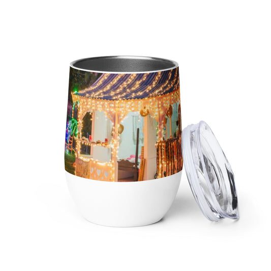 Caribbean Christmas Lighted Chattel house tumbler Unique Drinkware Dreams