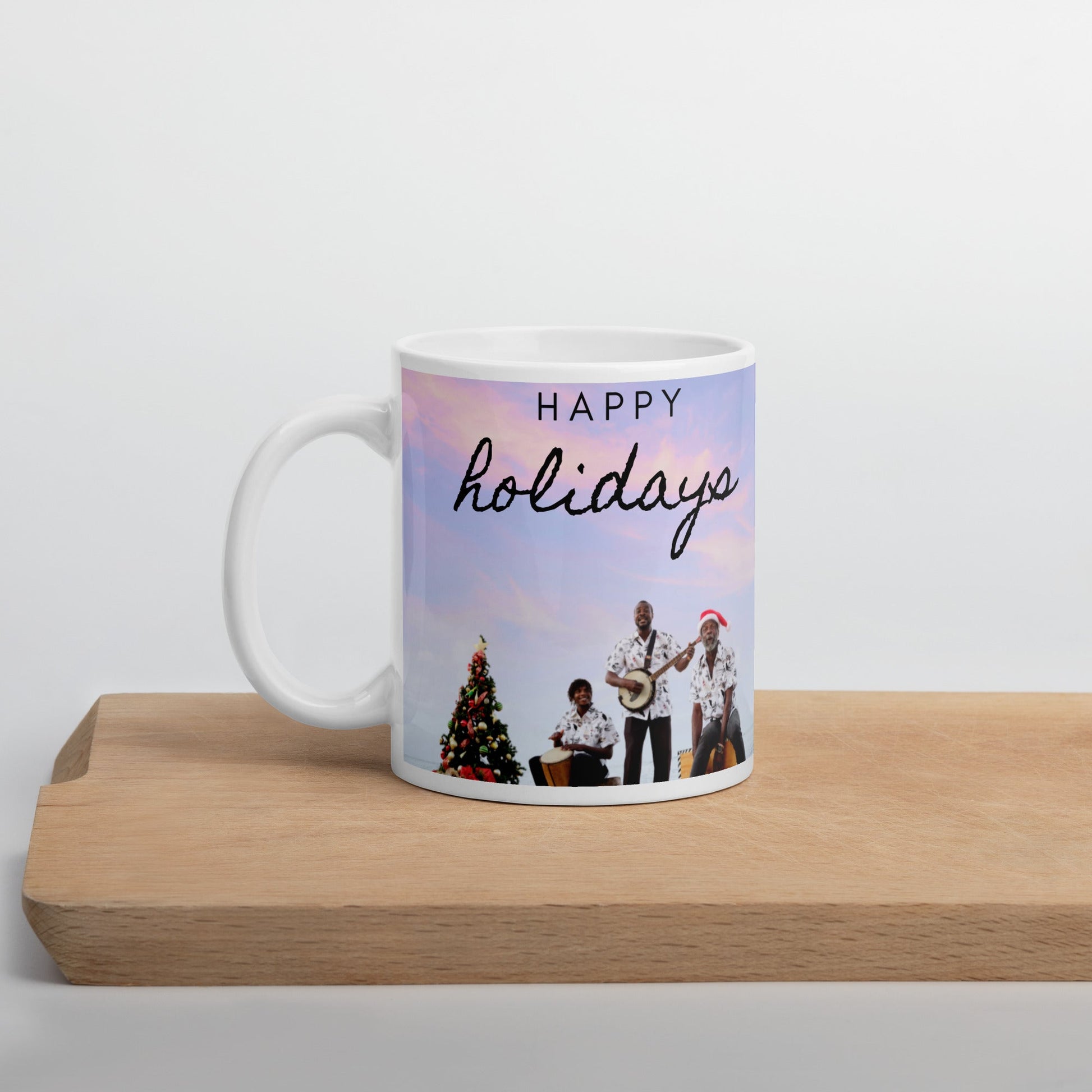 Caribbean Christmas Merry Music Men White glossy mug Unique Drinkware Dreams