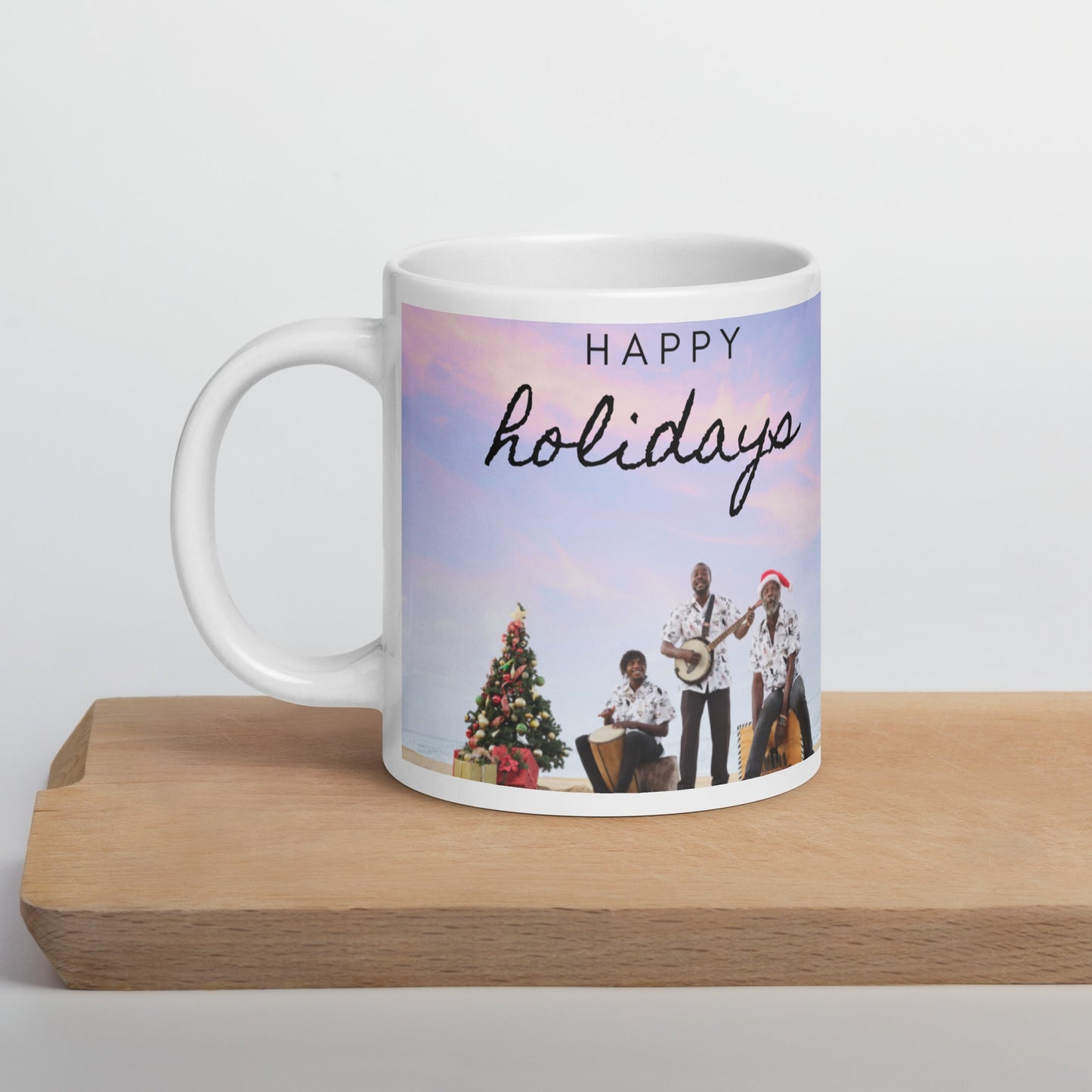 Caribbean Christmas Merry Music Men White glossy mug Unique Drinkware Dreams