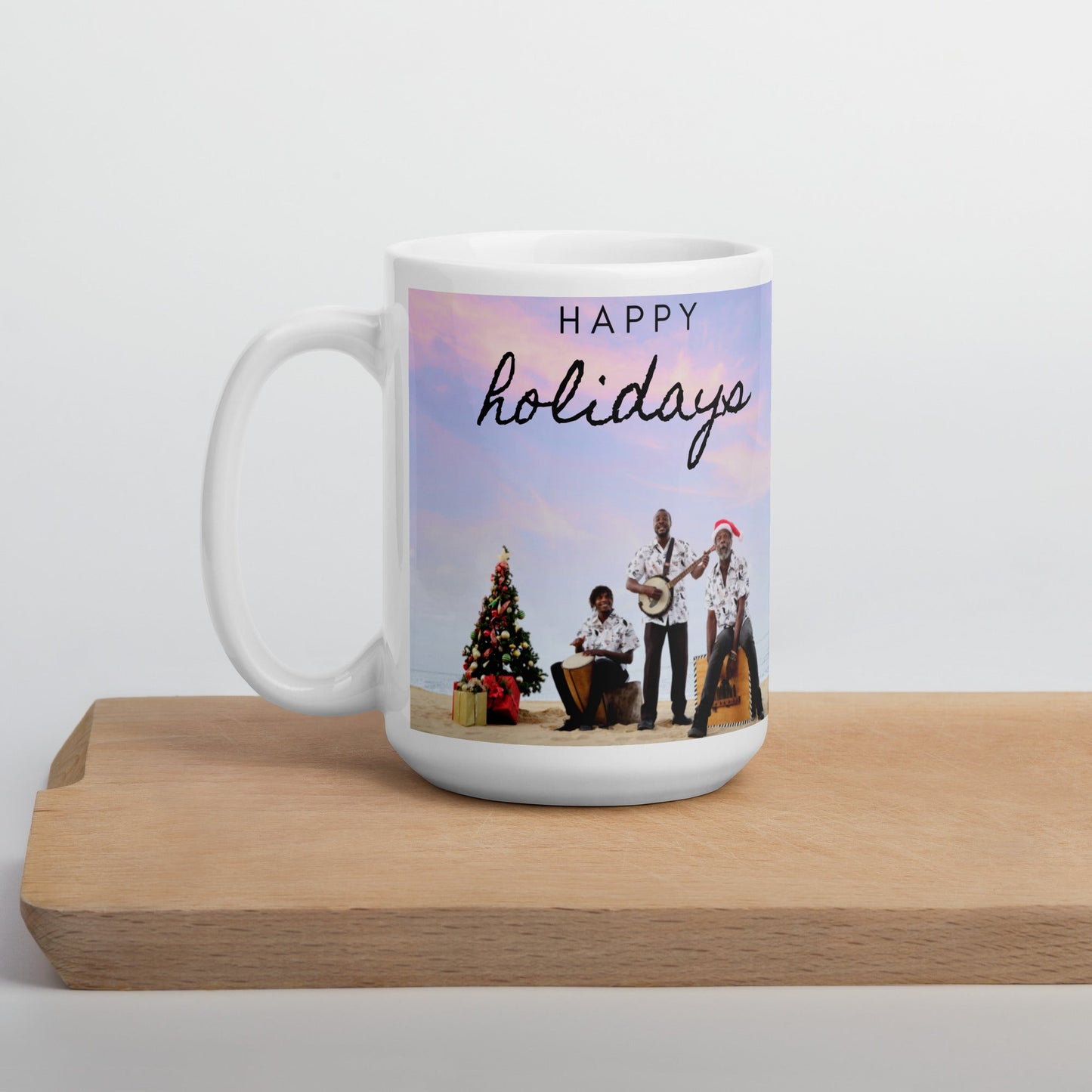 Caribbean Christmas Merry Music Men White glossy mug Unique Drinkware Dreams