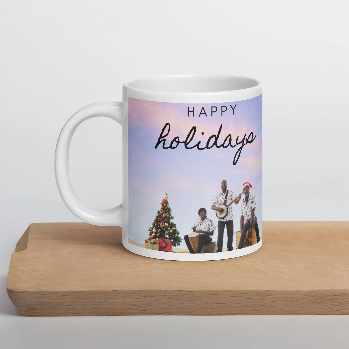 Caribbean Christmas Merry Music Men White glossy mug Unique Drinkware Dreams
