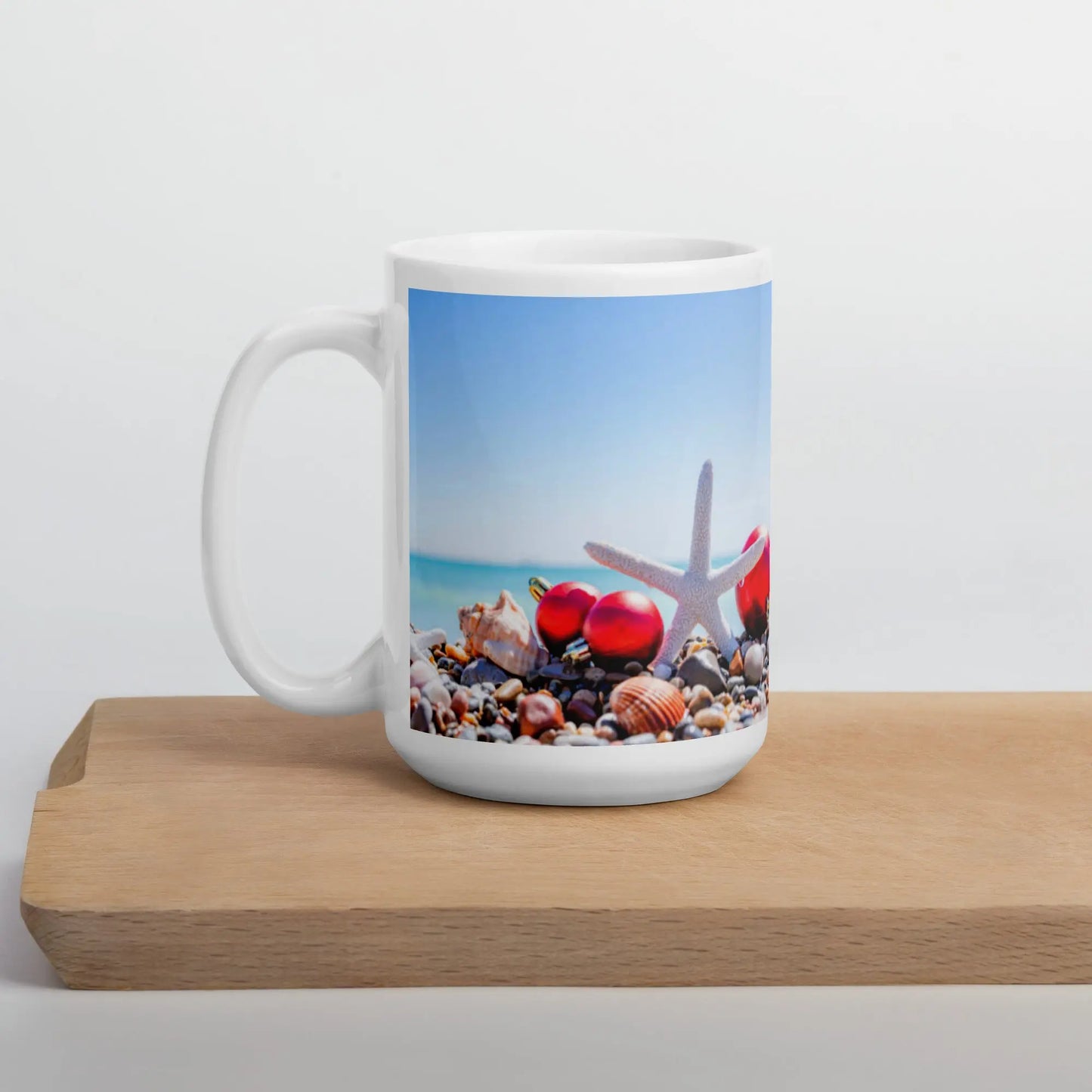 Caribbean Christmas Ornaments White glossy mug Unique Drinkware Dreams