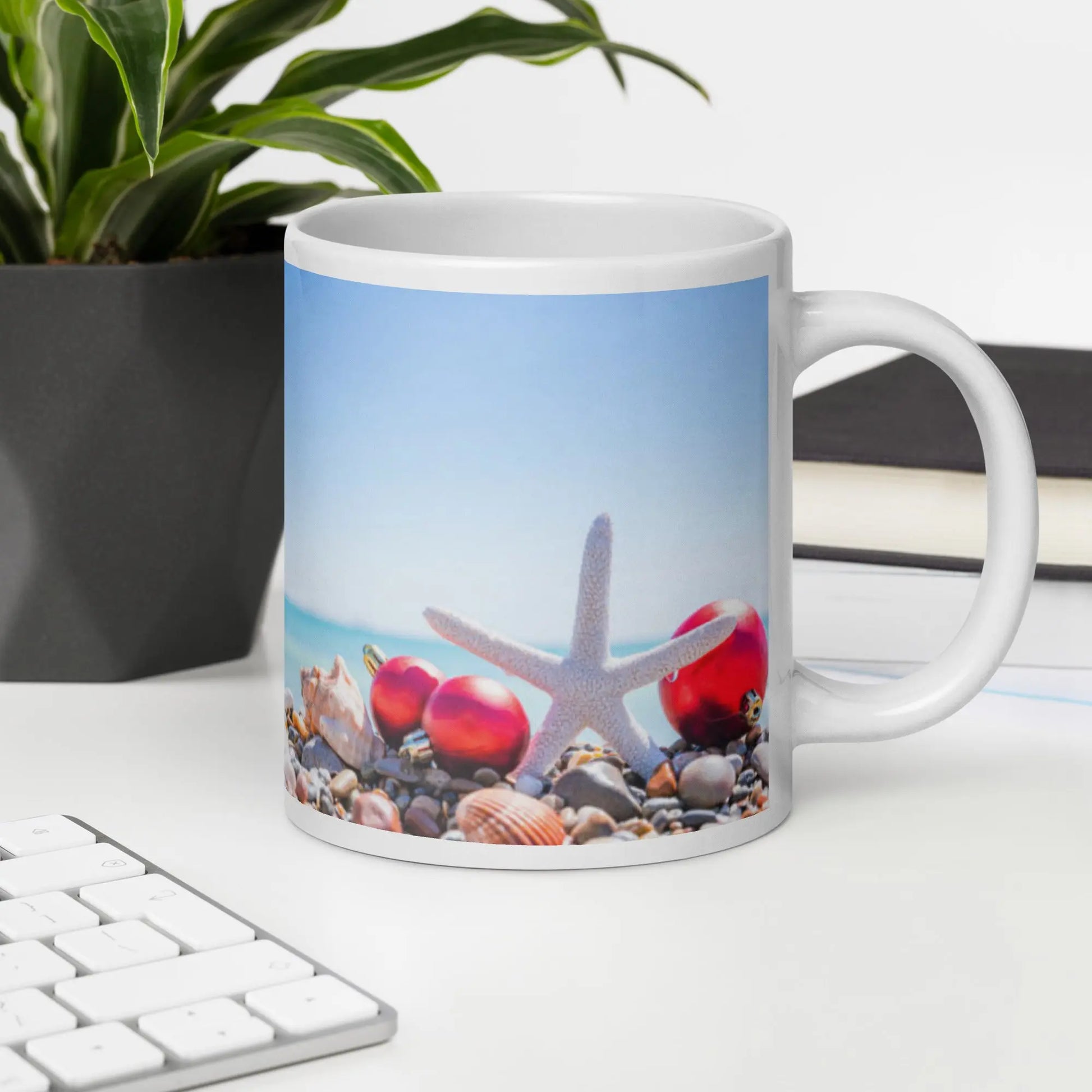 Caribbean Christmas Ornaments White glossy mug Unique Drinkware Dreams