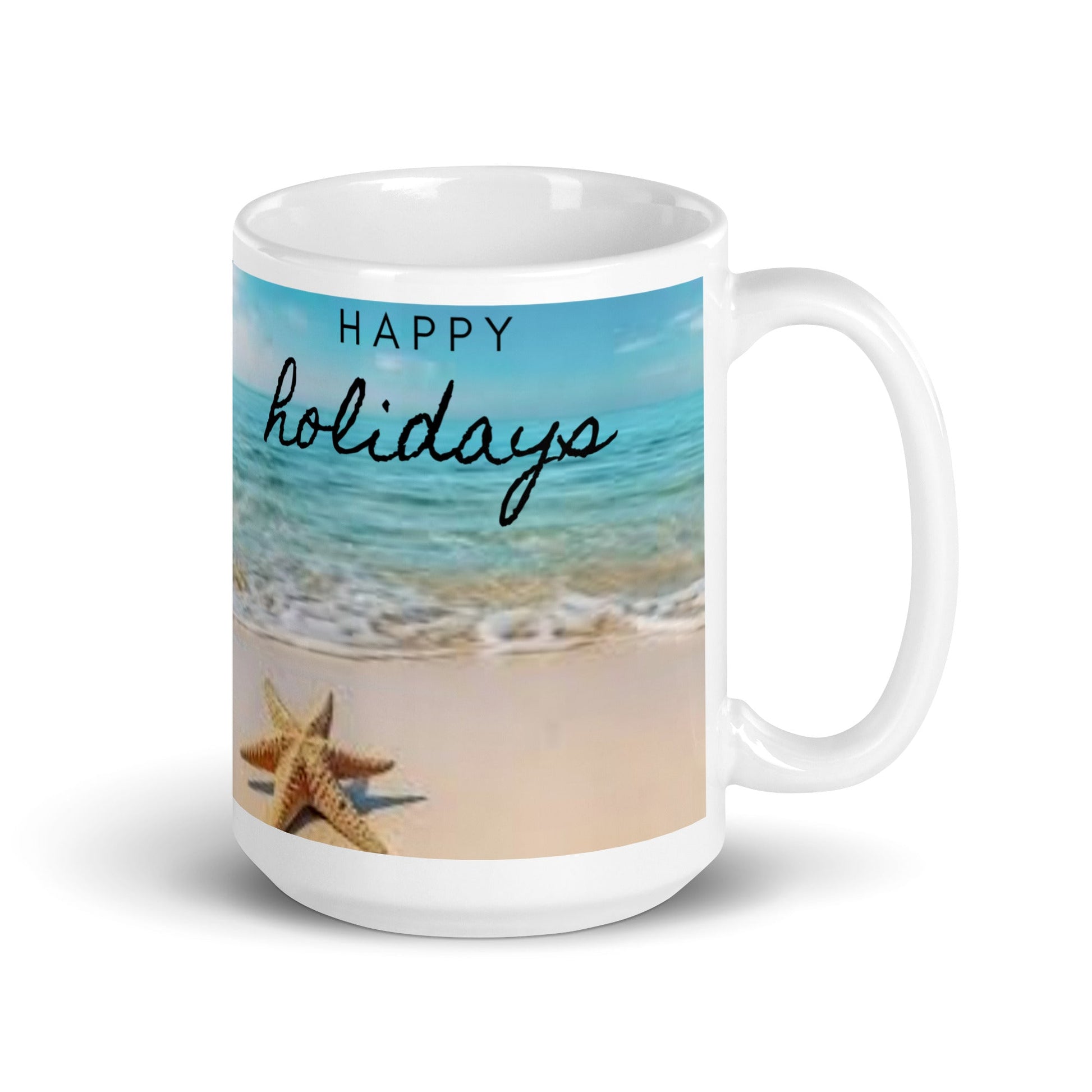 Caribbean Christmas Star Fish White glossy mug Unique Drinkware Dreams