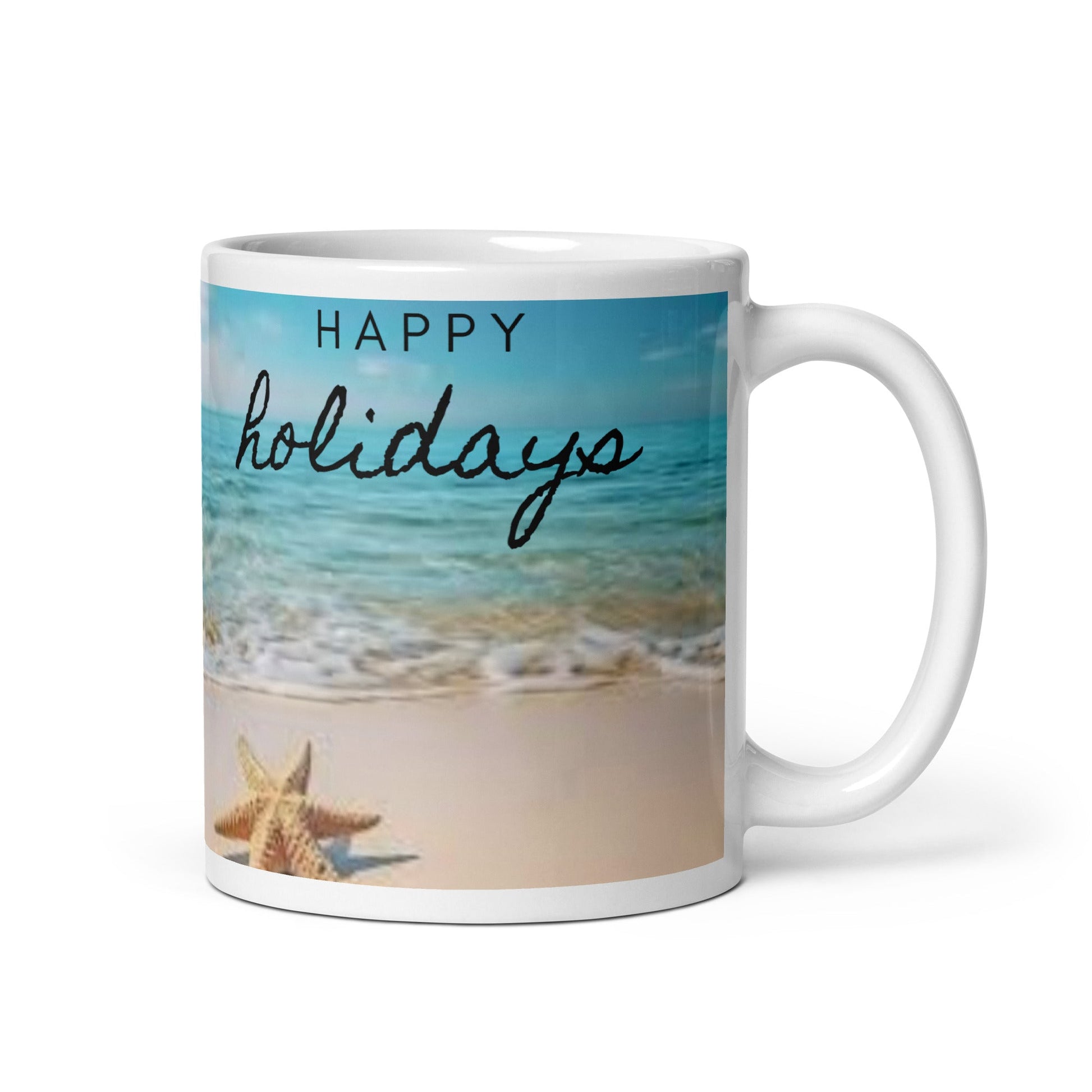 Caribbean Christmas Star Fish White glossy mug Unique Drinkware Dreams