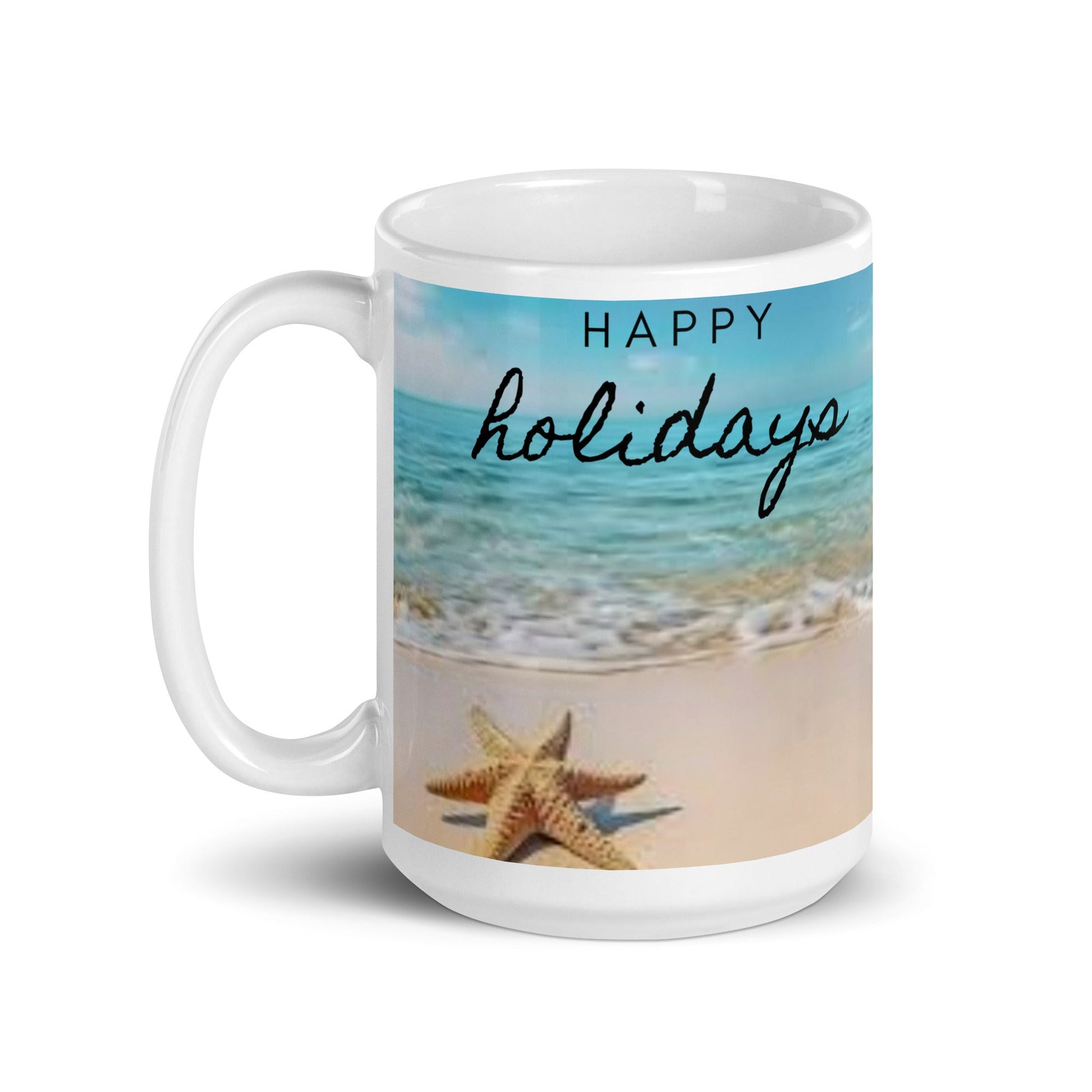 Caribbean Christmas Star Fish White glossy mug Unique Drinkware Dreams