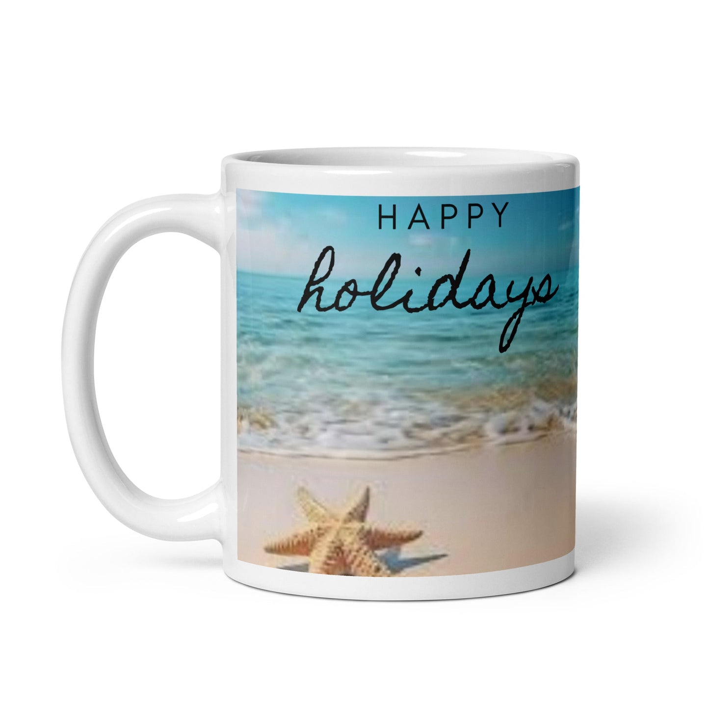 Caribbean Christmas Star Fish White glossy mug Unique Drinkware Dreams