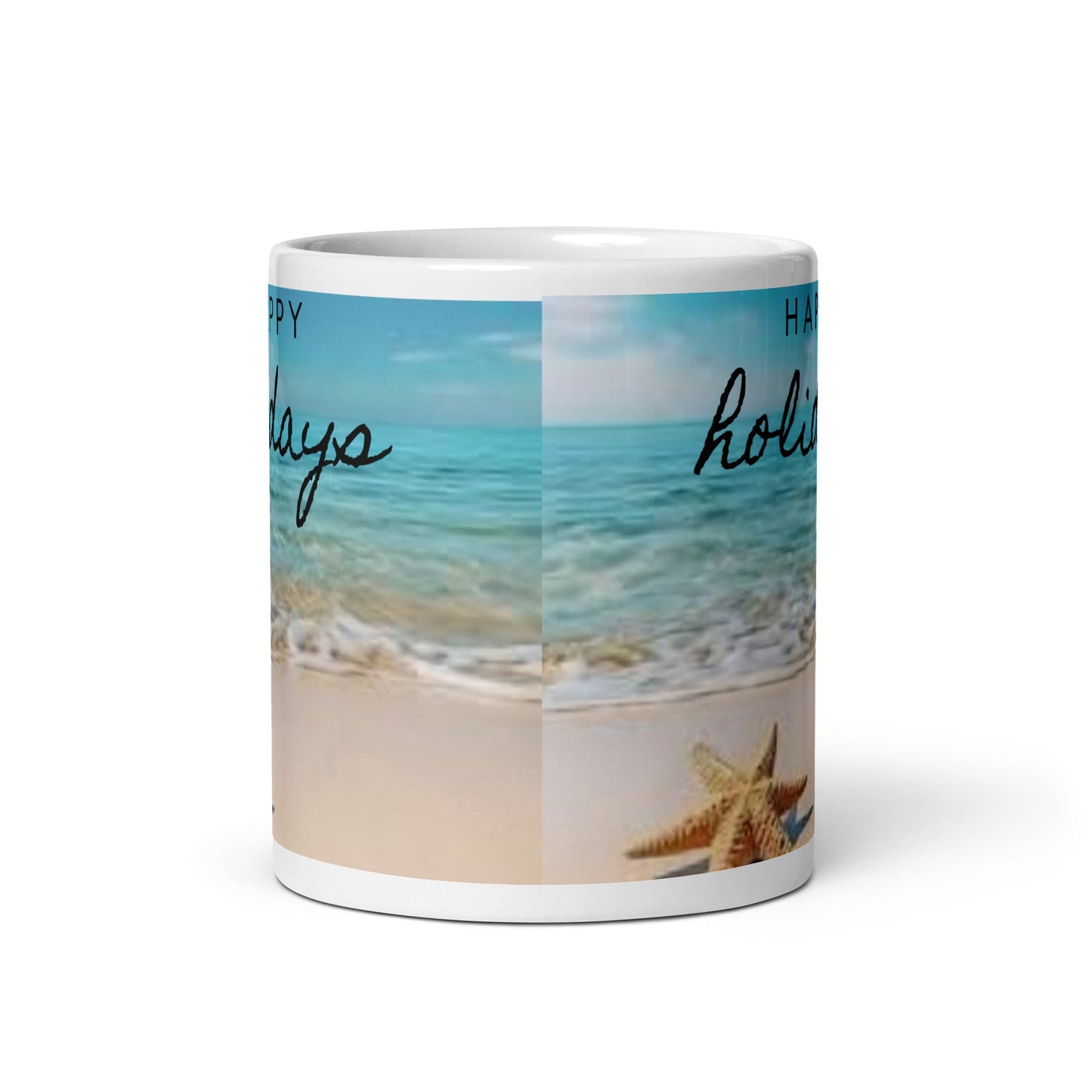 Caribbean Christmas Star Fish White glossy mug Unique Drinkware Dreams