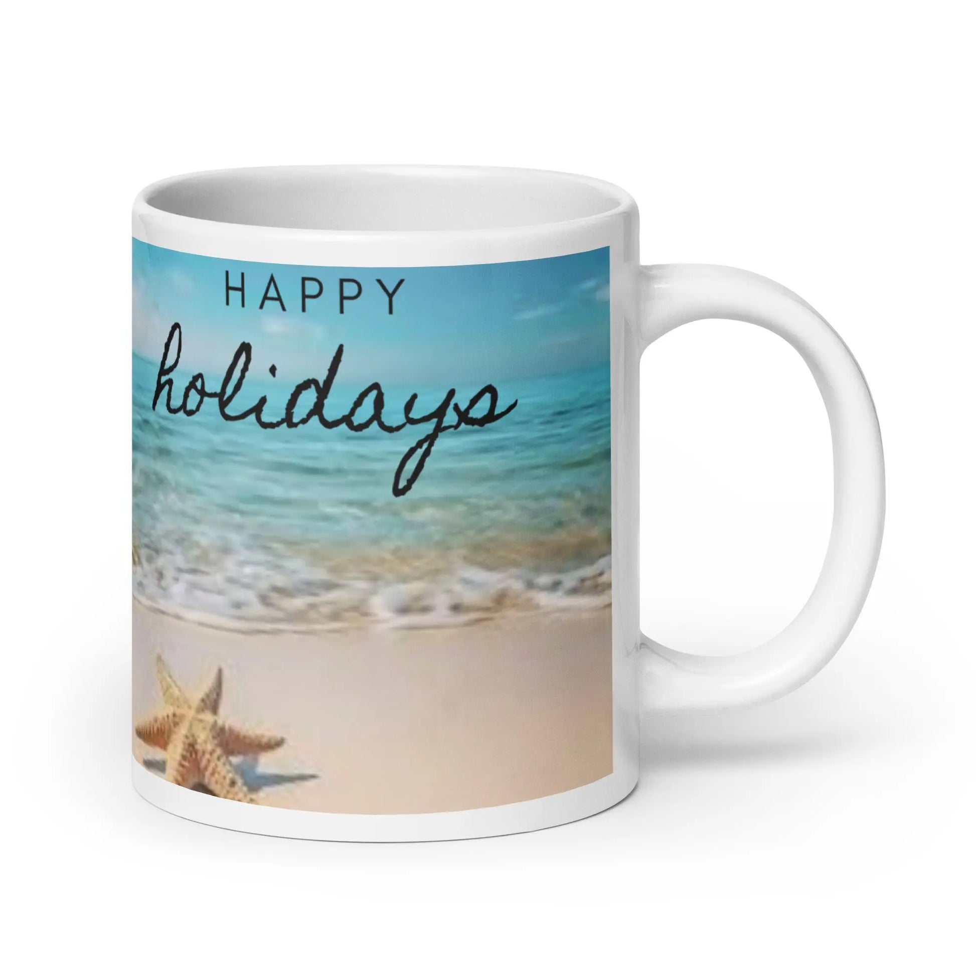 Caribbean Christmas Star Fish White glossy mug Unique Drinkware Dreams
