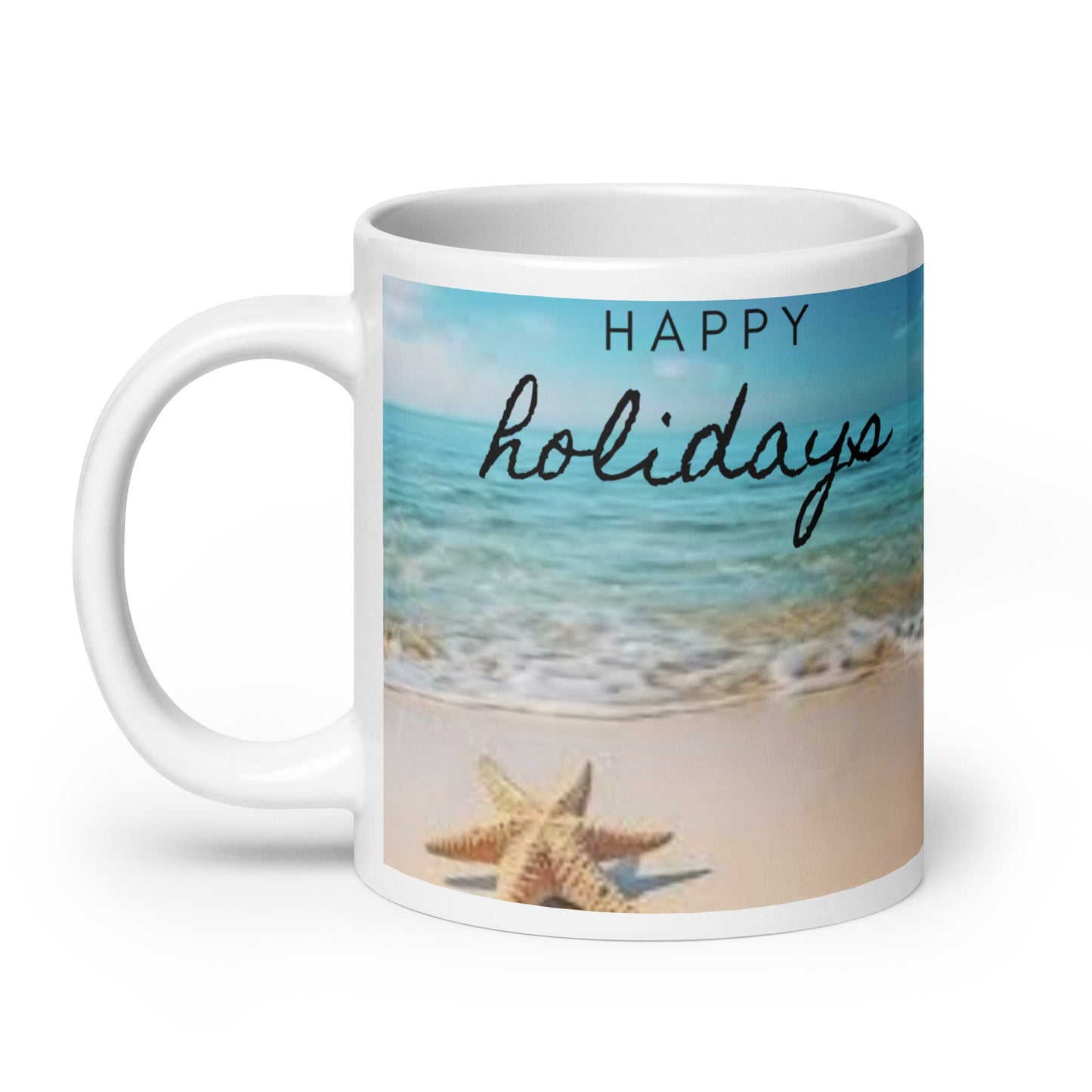 Caribbean Christmas Star Fish White glossy mug Unique Drinkware Dreams