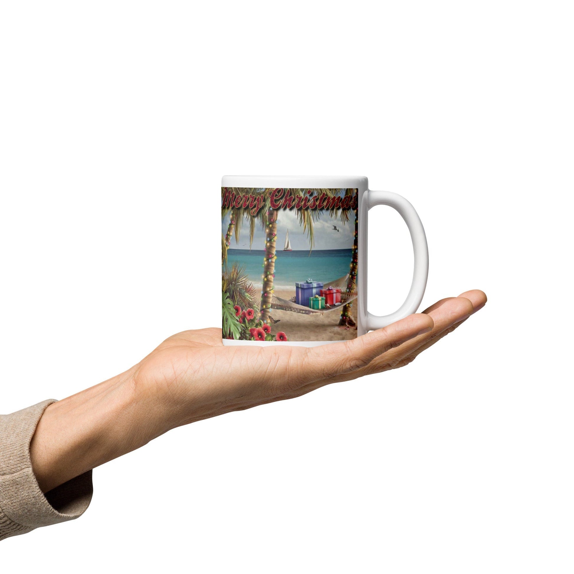 Caribbean Christmas White glossy mug Unique Drinkware Dreams