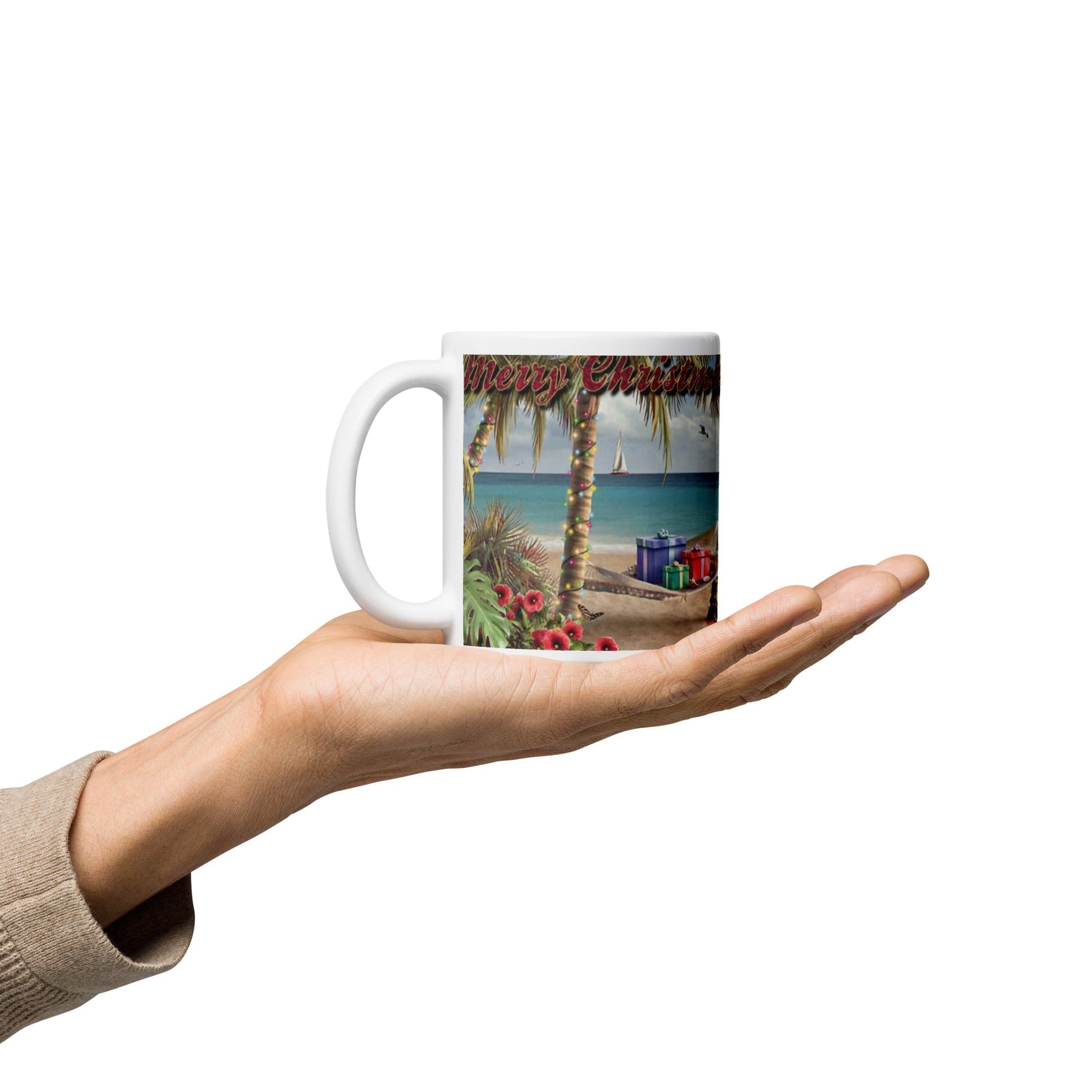 Caribbean Christmas White glossy mug Unique Drinkware Dreams