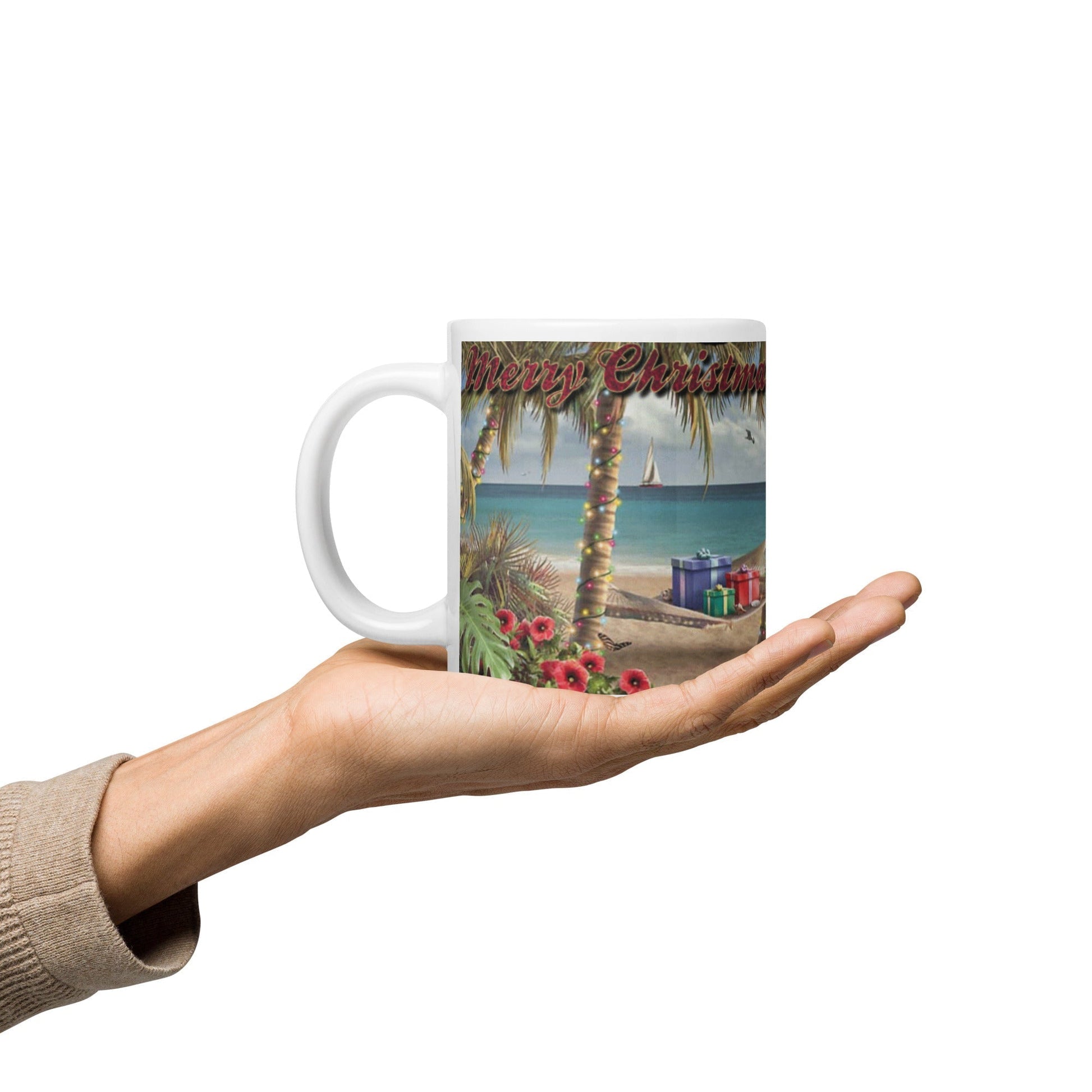 Caribbean Christmas White glossy mug Unique Drinkware Dreams