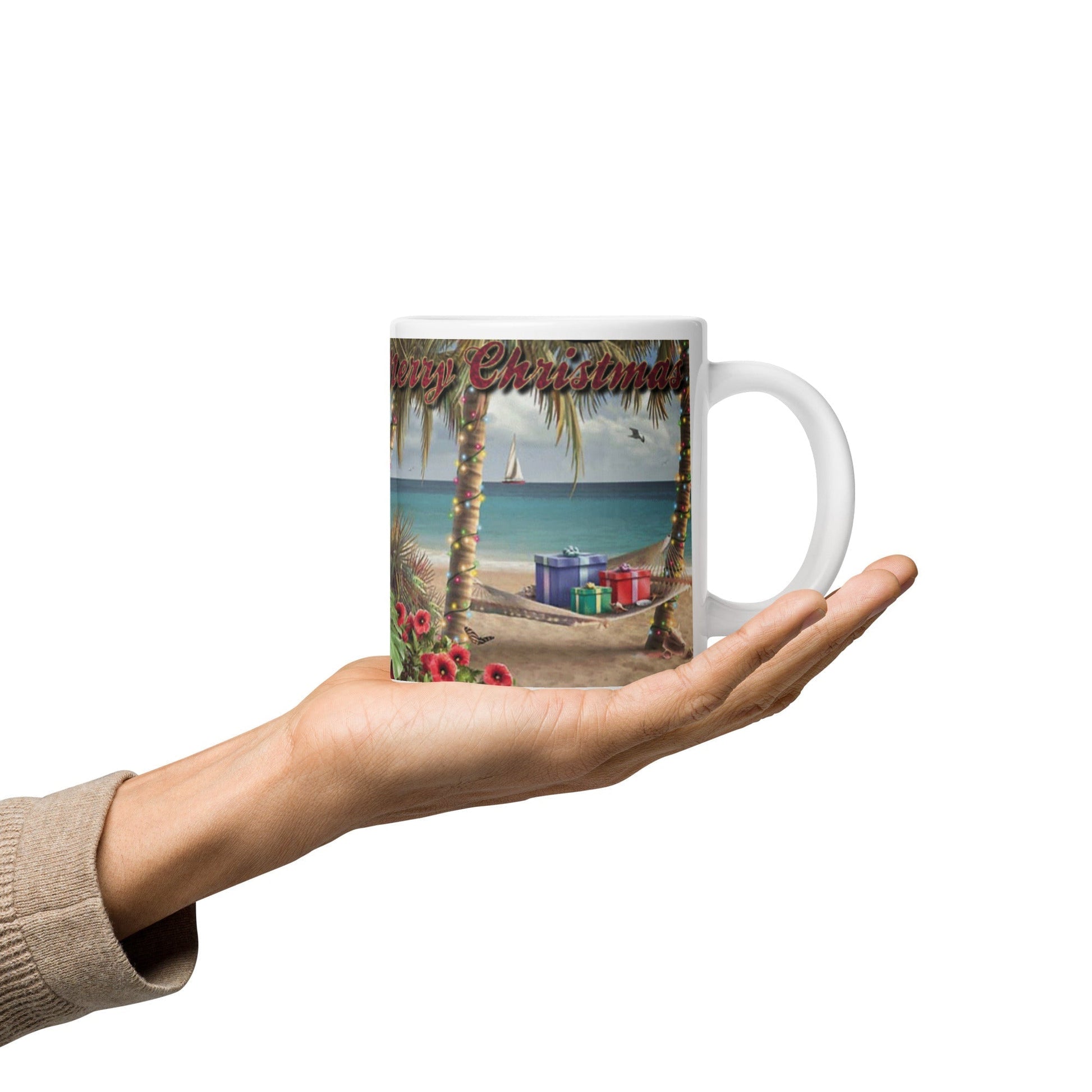 Caribbean Christmas White glossy mug Unique Drinkware Dreams