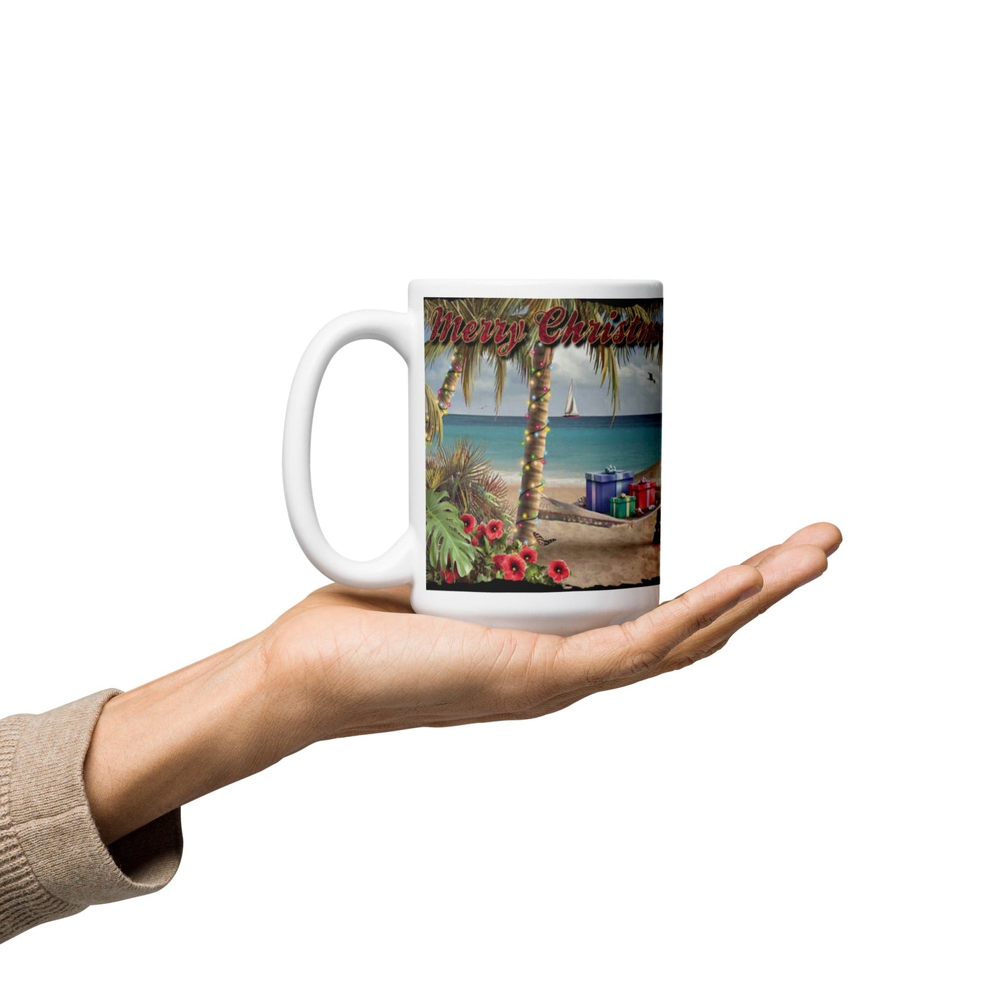 Caribbean Christmas White glossy mug Unique Drinkware Dreams